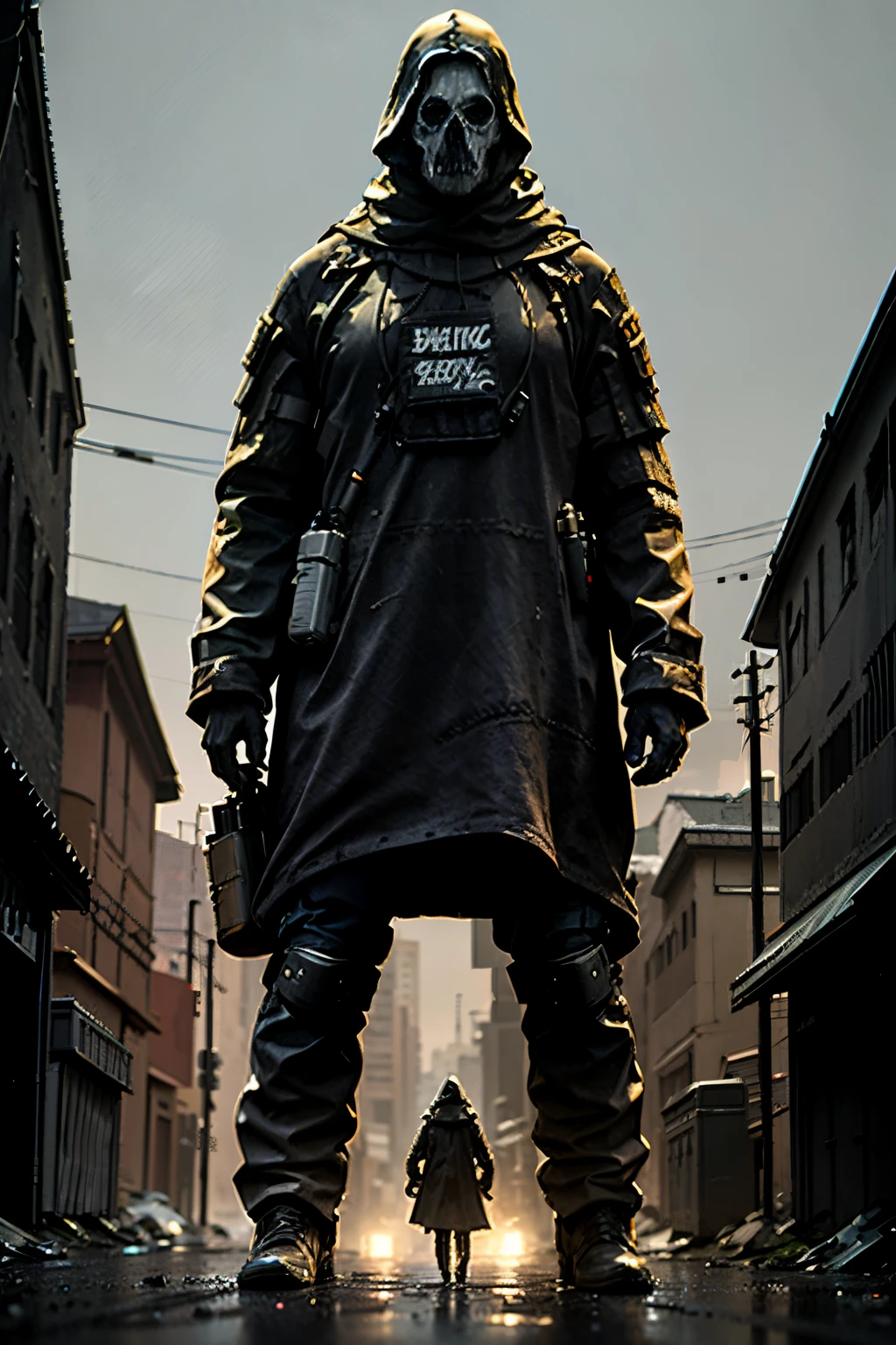 ghost in the middle of the street,blurry street lights,dark alleys,haunting shadows,abandoned buildings,mysterious atmosphere,eerie ambiance,nighttime urban landscape,phantasmal figure,faint silhouette,distant footsteps,empty cityscape,ominous presence,misty city streets,foggy night scene,whispering winds,uncanny stillness,otherworldly entity,dreadful encounter,hazy moonlight,haunted town,creepy urban setting,ghostly apparition,melancholic mood,spooky urban exploration,lurking in the darkness,strange occurrences,unsettling vibes,paranormal encounter,(best quality,4k,8k,highres,masterpiece:1.2),ultra-detailed,(realistic,photorealistic,photo-realistic:1.37),ethereal lighting,dark color palette,subtle color gradients,soft focus,moody atmosphere,foreboding presence,ghostly eyes