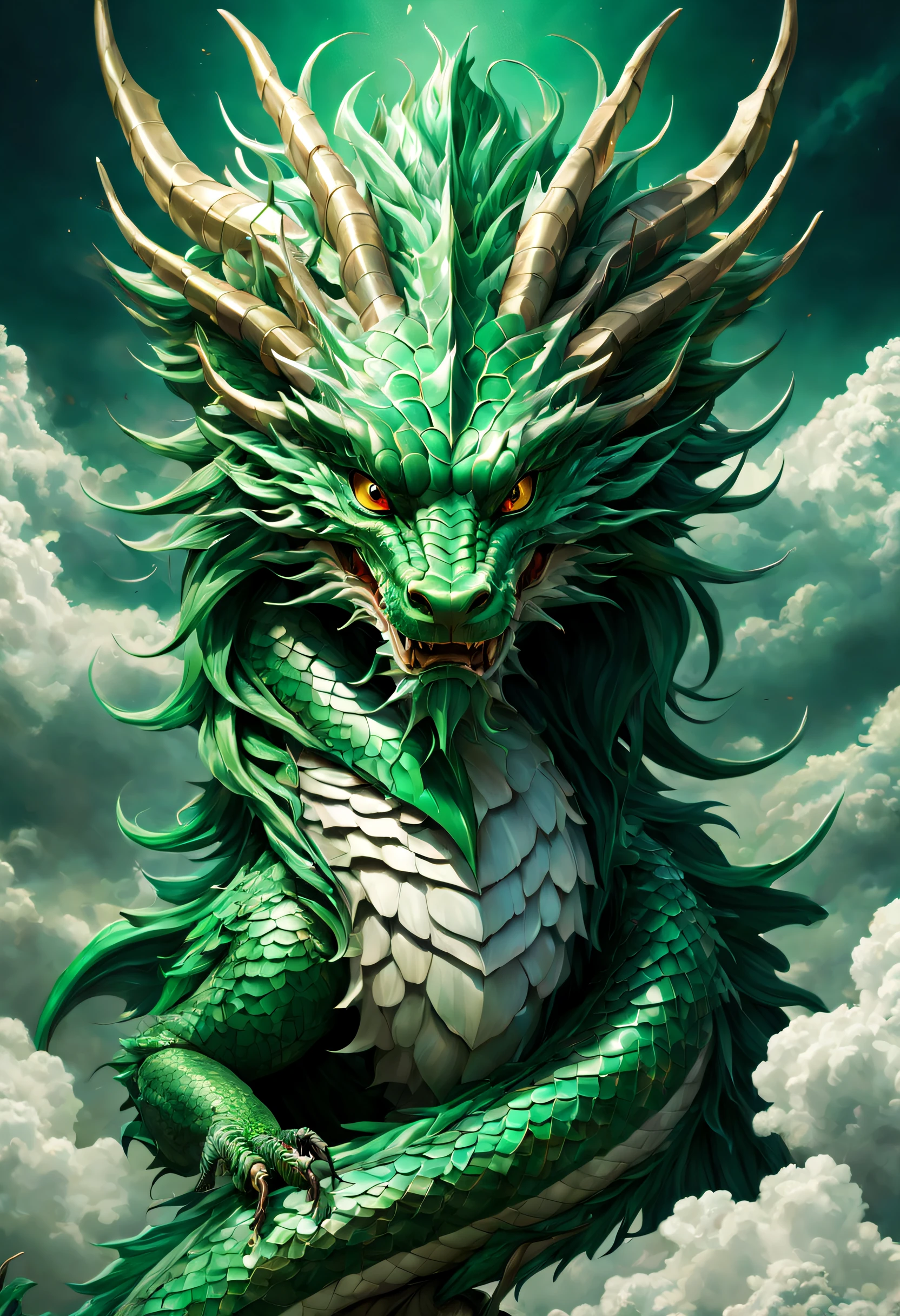 (The main subject: wide wide shot), butterflys,[(Chinese dragon anthropomorphism)Emerald green scales], elongated body，sharp talons，safe,dramatic clouds,(Go deep into the fields), Rich details​, (Wide sky), (sense of vastness),Energy and vitality, Complicated details.(Best quality at best, A high resolution, tmasterpiece:1.2), (actual:1.37), HighDynamicRange。