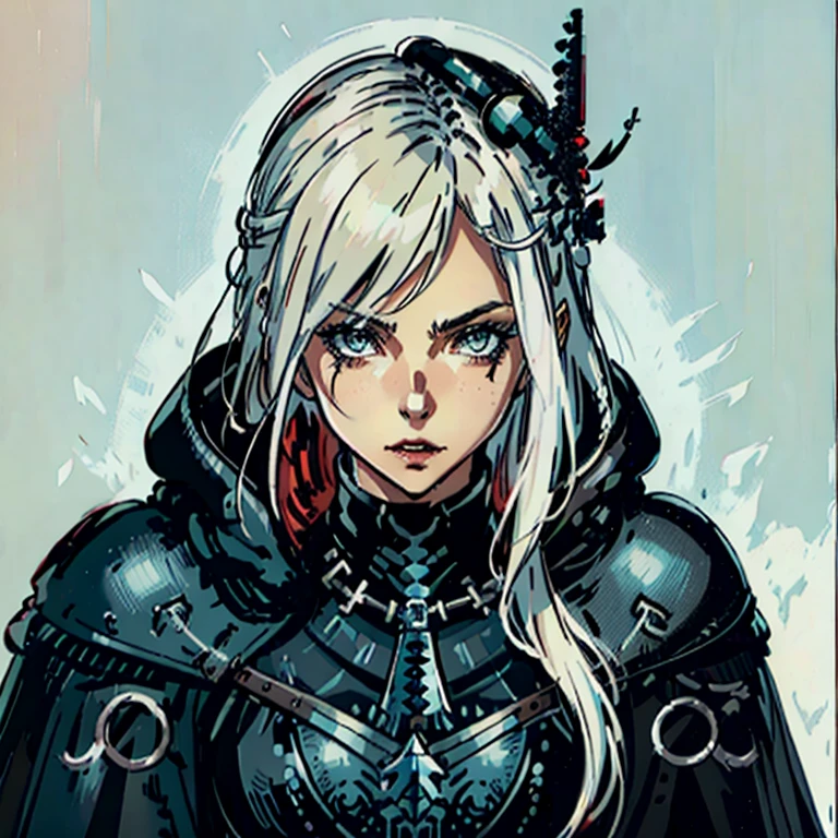 female blonde white skin, model look alike, assassin, black clothes, rpg character, medieval fantasy, close up portrait, sexy female