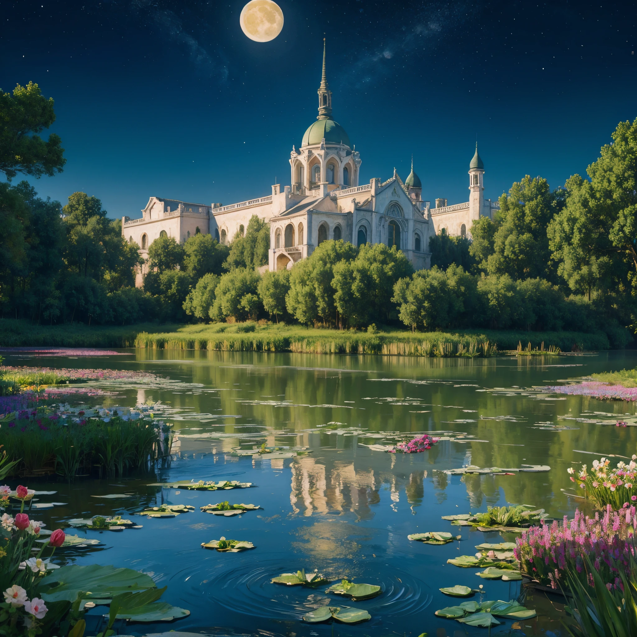Oil painting monet style moon hd