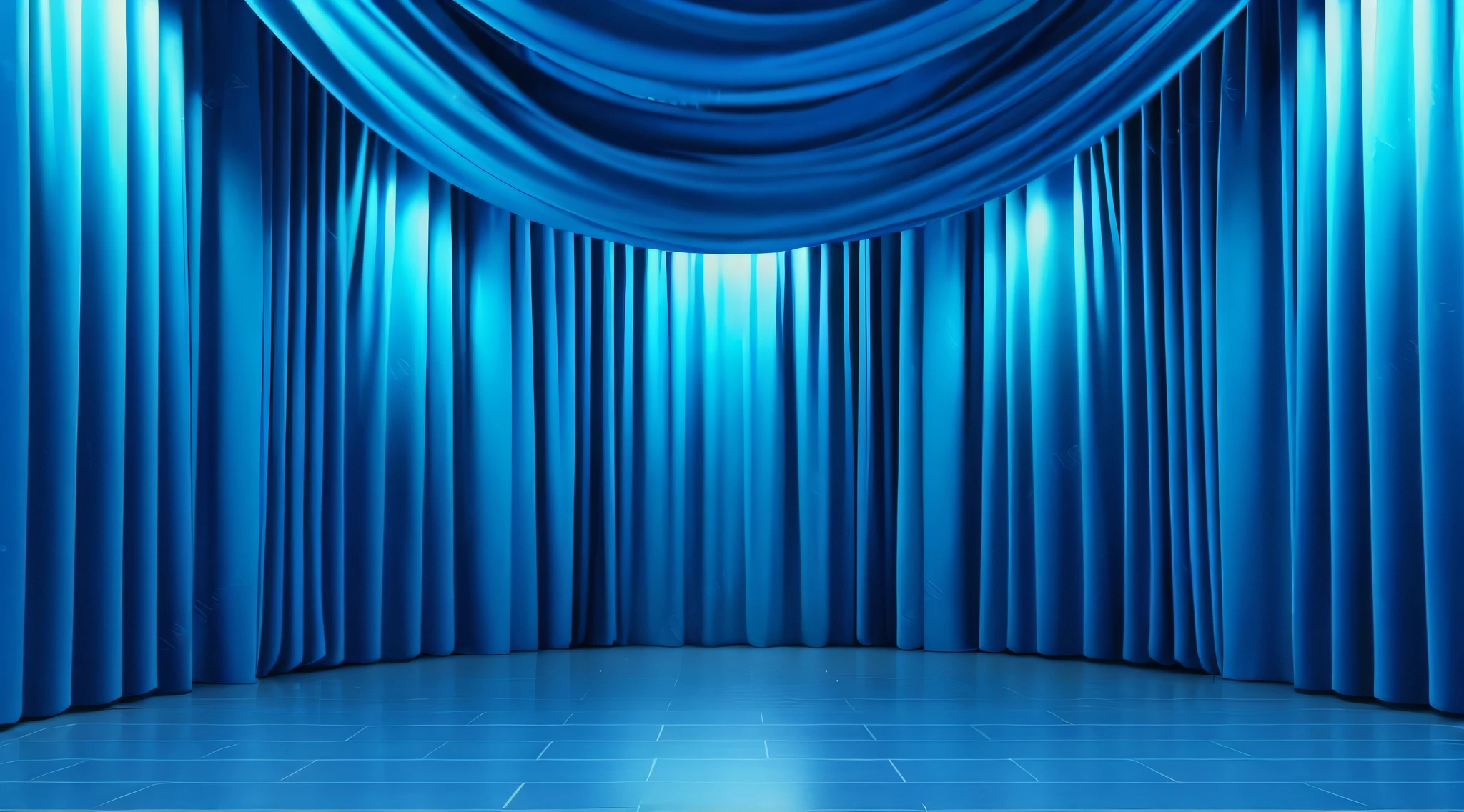 um close de uma cortina azul com uma luz brilhando sobre ela, fundo do palco, fundo feito de grandes cortinas, pano de fundo azul, palco de teatro, filmagem de um palco de teatro, Palco de teatro, azul realista 3 d render, ballroom background, Theatrical scenery, cortina azul de inverno, The curtains of the theater are red, O melhor no Adobe Stock, cortinas drapeadas, Quarto azul iluminado