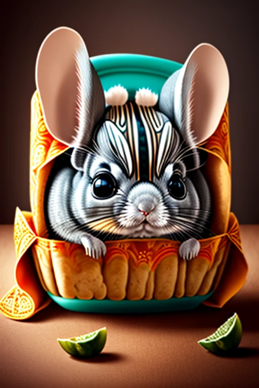 an enchilada with a chinchilla's head poking out