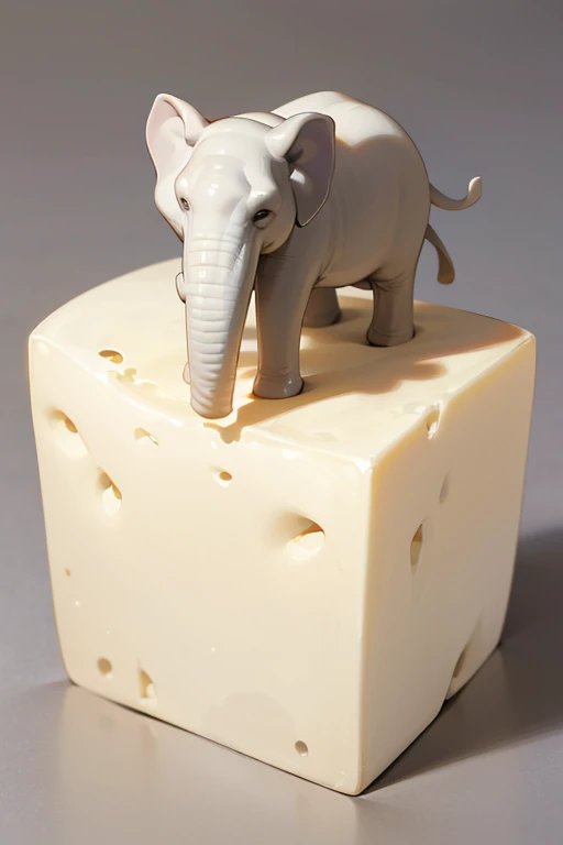 block of white cheese in the shape of an elephant