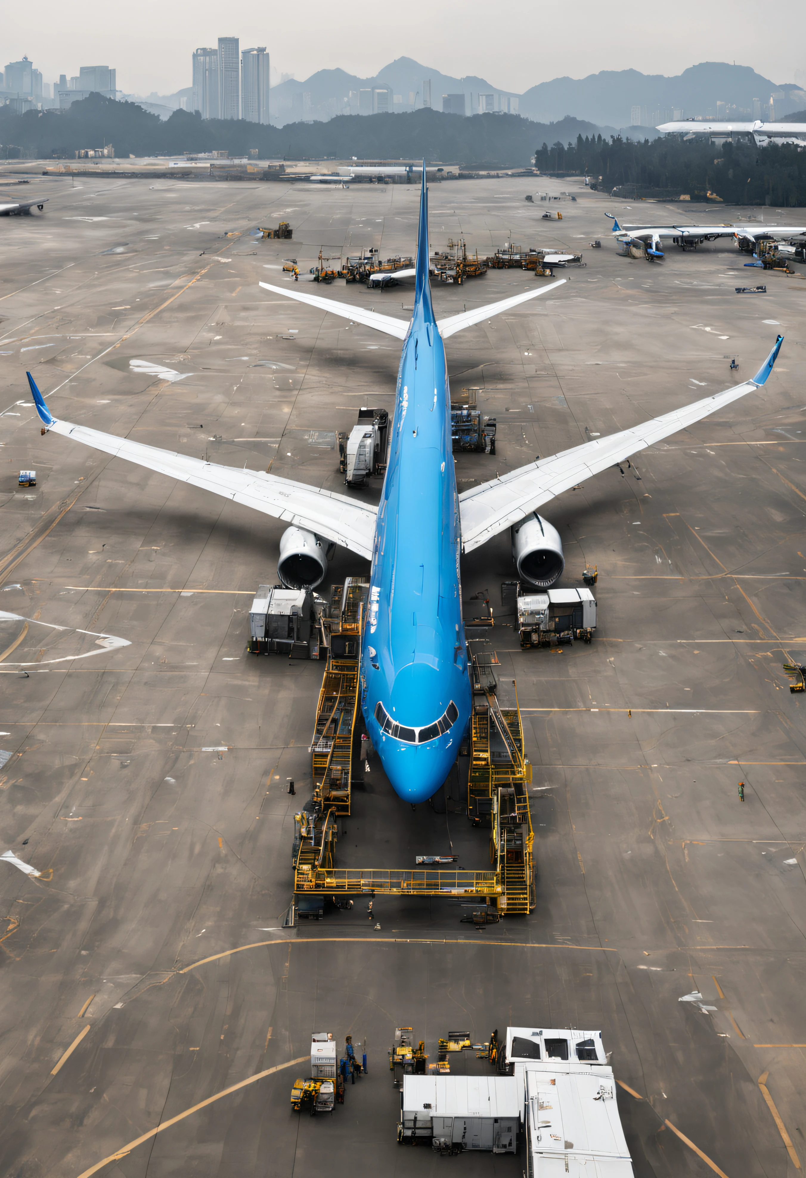 737 Boeing aircraft，Xiamen Airlines maintenance site，