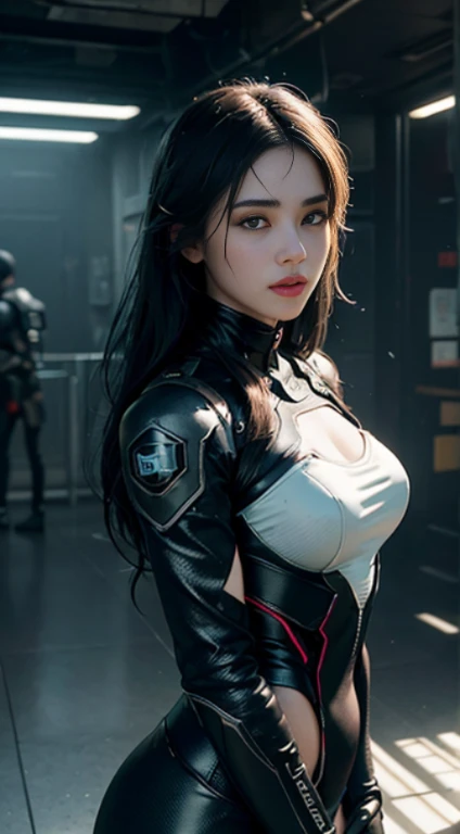 ((Best quality)), ((masterpiece)), (detailed:1.4), 3D, an image of a beautiful cyberpunk female,HDR (High Dynamic Range),Ray Tracing,NVIDIA RTX,Super-Resolution,Unreal 5,Subsurface scattering,PBR Texturing,Post-processing,Anisotropic Filtering,Depth-of-field,Maximum clarity and sharpness,Multi-layered textures,Albedo and Specular maps,Surface shading,Accurate simulation of light-material interaction,Perfect proportions,Octane Render,Two-tone lighting,Wide aperture,Low ISO,White balance,Rule of thirds,8K RAW,