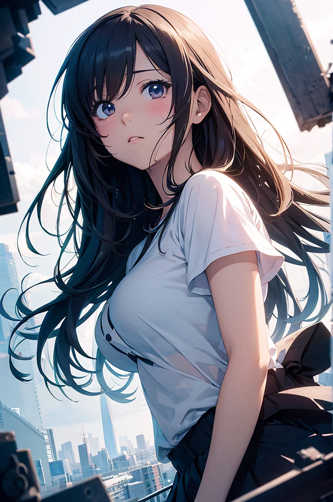 (anime),(cute)(masterpiece), (best quality),1girls,upper body,(double exposure:1.2),(simple background:1), (cinematic angle),(dynamic angle),messy long hair,(low contrast),(flat color:0.7)