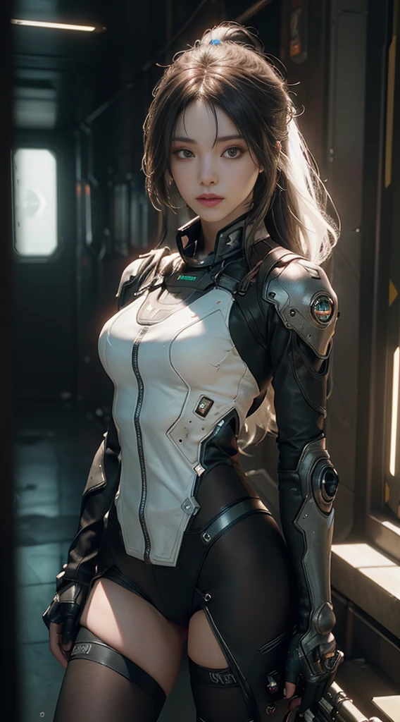 ((Best quality)), ((masterpiece)), (detailed:1.4), 3D, an image of a beautiful cyberpunk female,HDR (High Dynamic Range),Ray Tracing,NVIDIA RTX,Super-Resolution,Unreal 5,Subsurface scattering,PBR Texturing,Post-processing,Anisotropic Filtering,Depth-of-field,Maximum clarity and sharpness,Multi-layered textures,Albedo and Specular maps,Surface shading,Accurate simulation of light-material interaction,Perfect proportions,Octane Render,Two-tone lighting,Wide aperture,Low ISO,White balance,Rule of thirds,8K RAW,