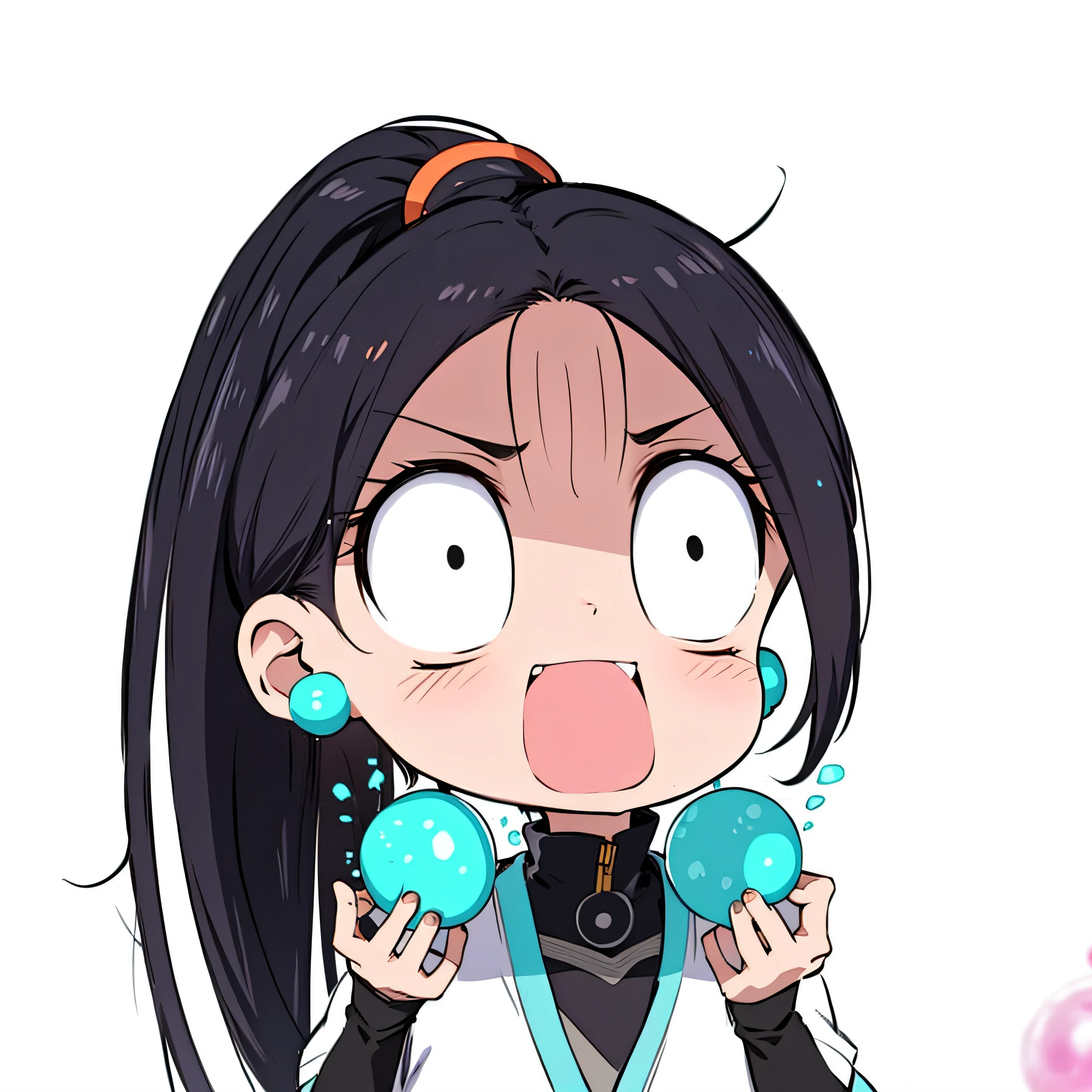 uma garota de desenho animado com um olhar surpreso segurando dois donuts, Nezuko, Nezuko-chan, a sorceress throwing a ball, fanart de alta qualidade, cristalino!!, este personagem tem criocinese, futuro!!, Marin Kitagawa Fanart, Demon Slayer rui fanart, KDA, bubble goth, ❤🔥🍄🌪, quechua!!
