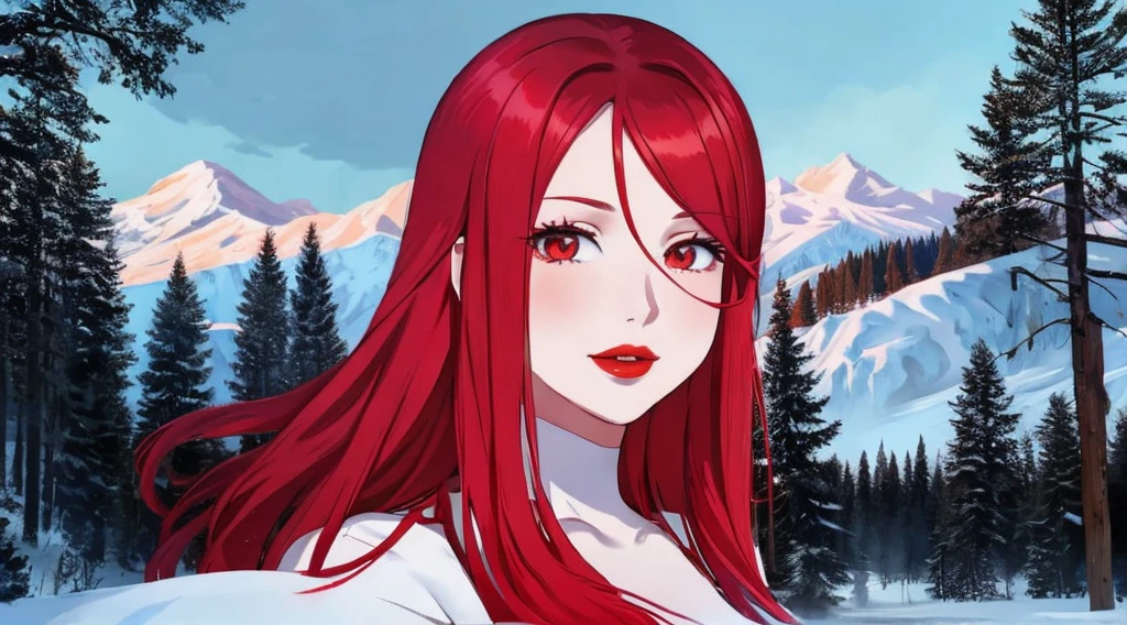 1 sister,Bright red wavy hair accessories,Redlip,white skinned,Single Eyelidquisite facial features,grey dresutterflys,catching fire,bright coloring,Ski right,high detal,high high quality,Nice atmosphere,Exquisite,cg render,detail render,(Delicate Face Portrayal)(Fine hair depiction)(Best quality at best)(tmasterpiece)(High degree of completion)(a sense of atmosphere)(bust)