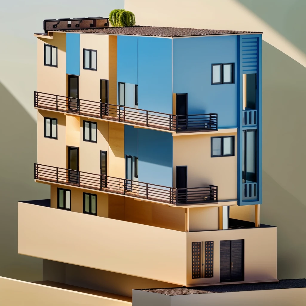 a blue car parked in front of a tall building with plants on the balcony, concept house, modern house made of tree, extremely high details, exterior design, realistic architecture, wide angle exterior 2022, tiny house, very high detail, passive house, archdaily, very high details,  house, insanly detailed, extremely hyperdetailed
