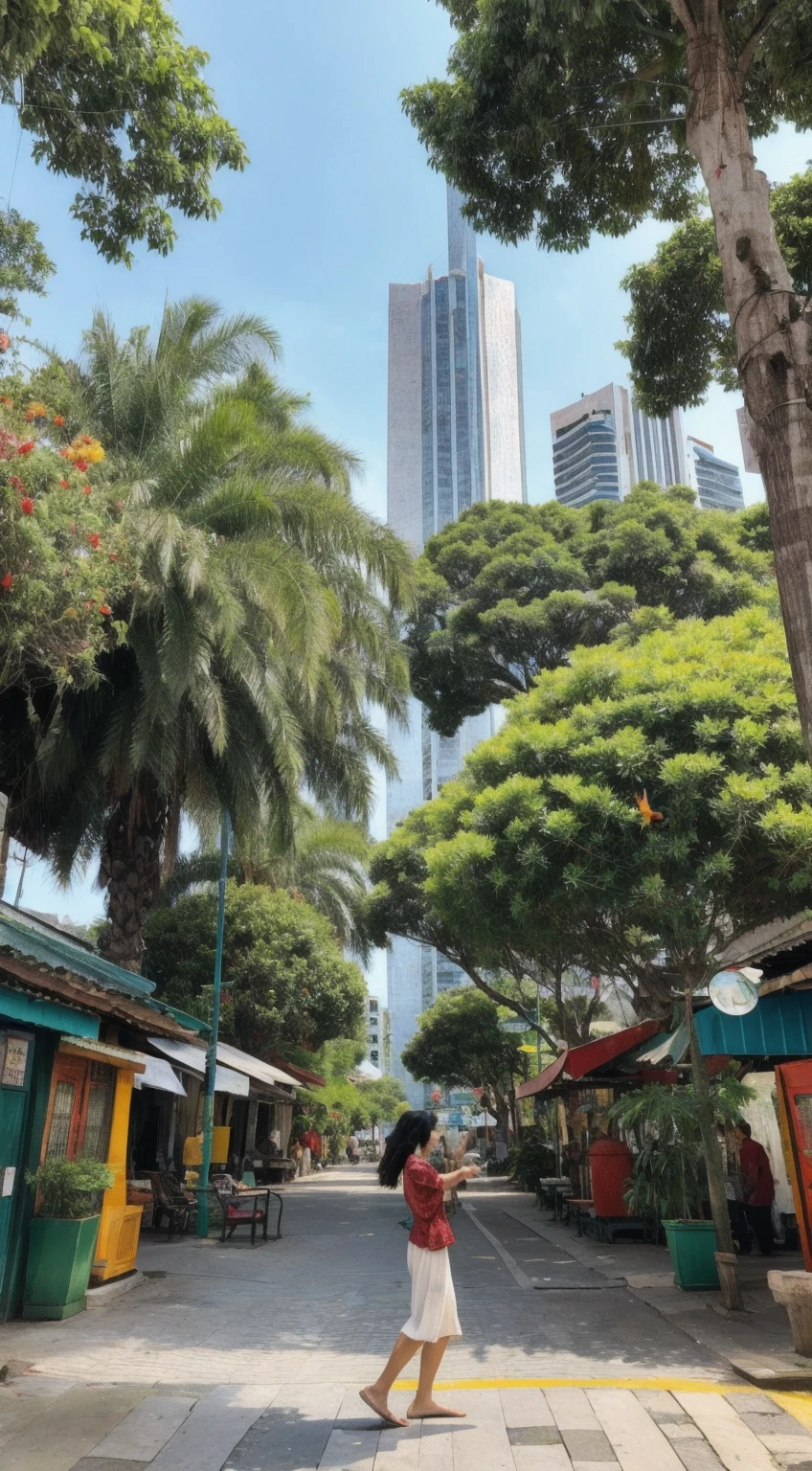 Numa cidade encantadora, the tall trees dance in the wind, while colorful birds fill the air with harmonious melodies.
