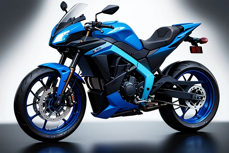 A motorcycle that emits blue light and runs like an afterimage