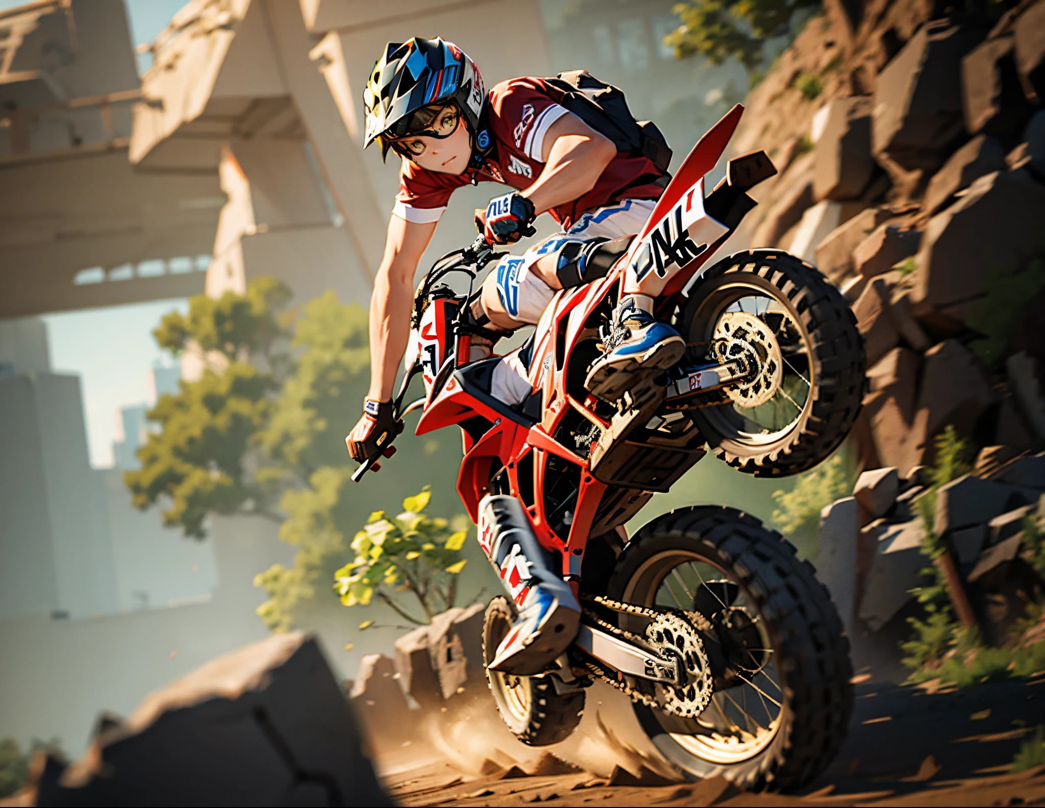 on a dirt bike