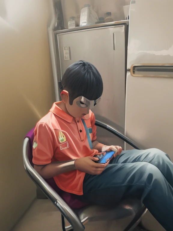 Ultraman playing cellphone game
