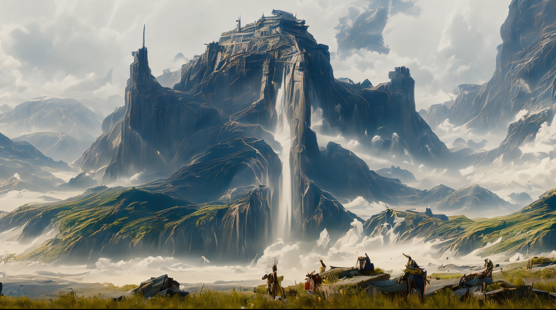 Landscape, cloudy blue sky, anime drawing, ultra hd, realistic, vivid colors, highly detailed, UHD drawing, pen and ink, perfect composition, beautiful detailed intricate insanely detailed octane render trending on artstation, 8k artistic photography, photorealistic concept art, soft natural volumetric cinematic perfect light --auto --s2