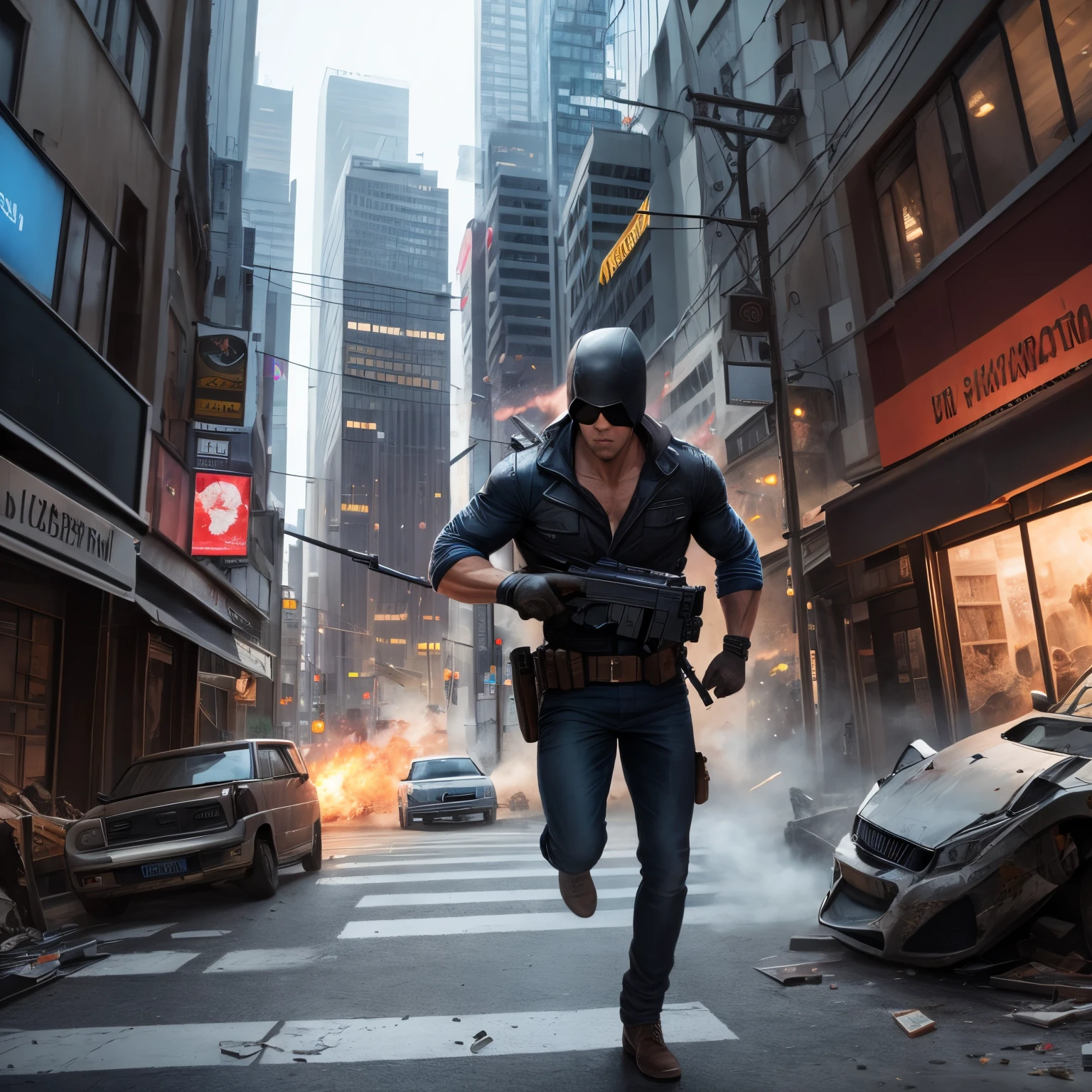 super high quality, 8k, RAW photo, realistic, dynamic drawing, misdeeds, robbery, destruction, background unsafe city