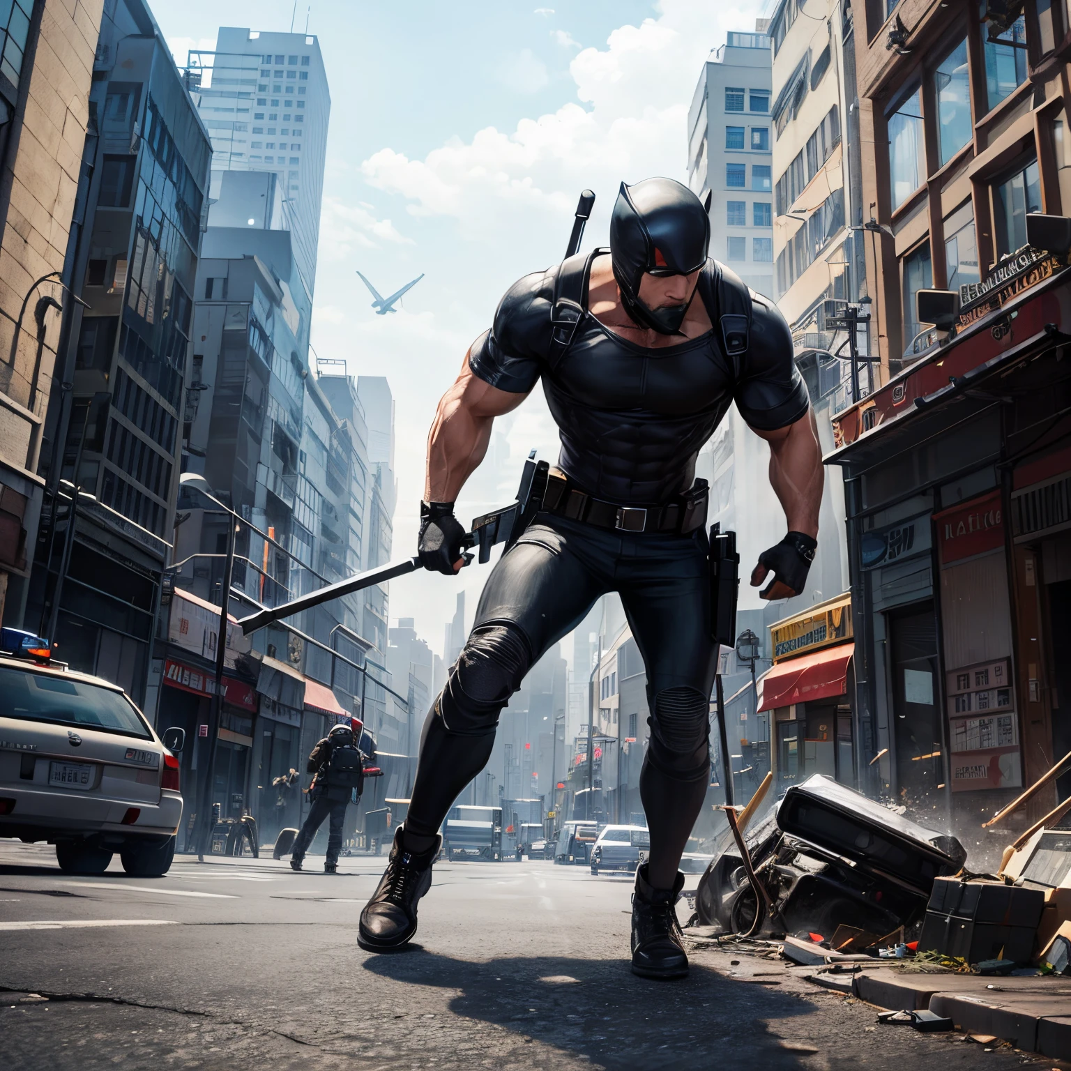 super high quality, 8k, RAW photo, realistic, dynamic drawing, misdeeds, robbery, destruction, background unsafe city
