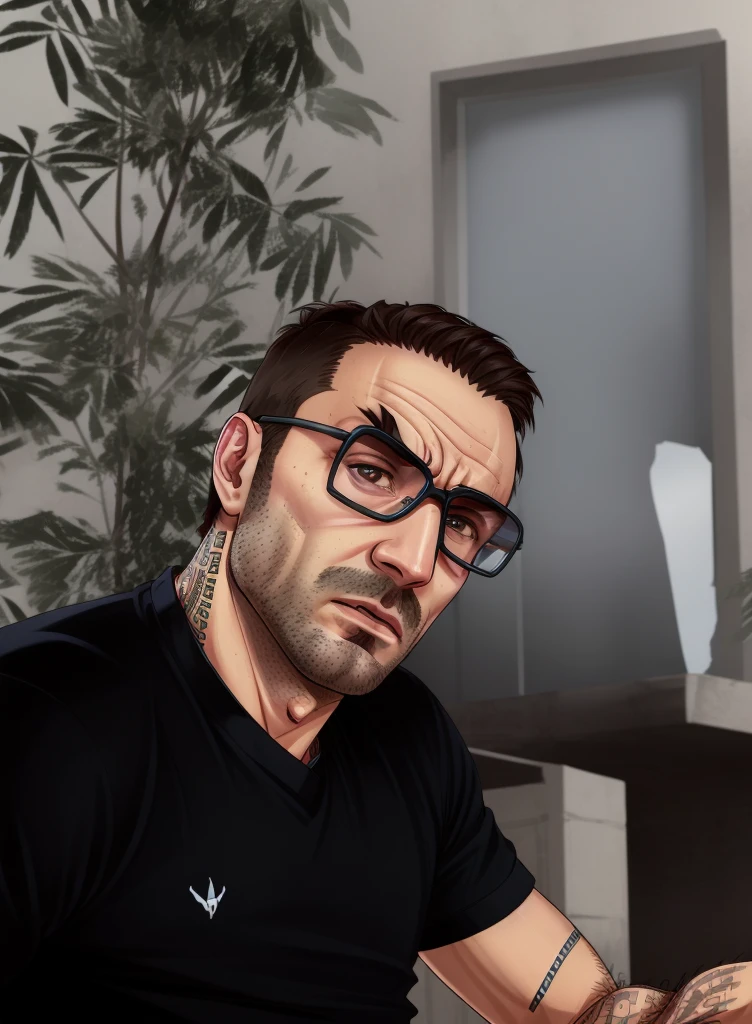 um retrato estilo gtav, leaving facial features younger, fundo praiana,