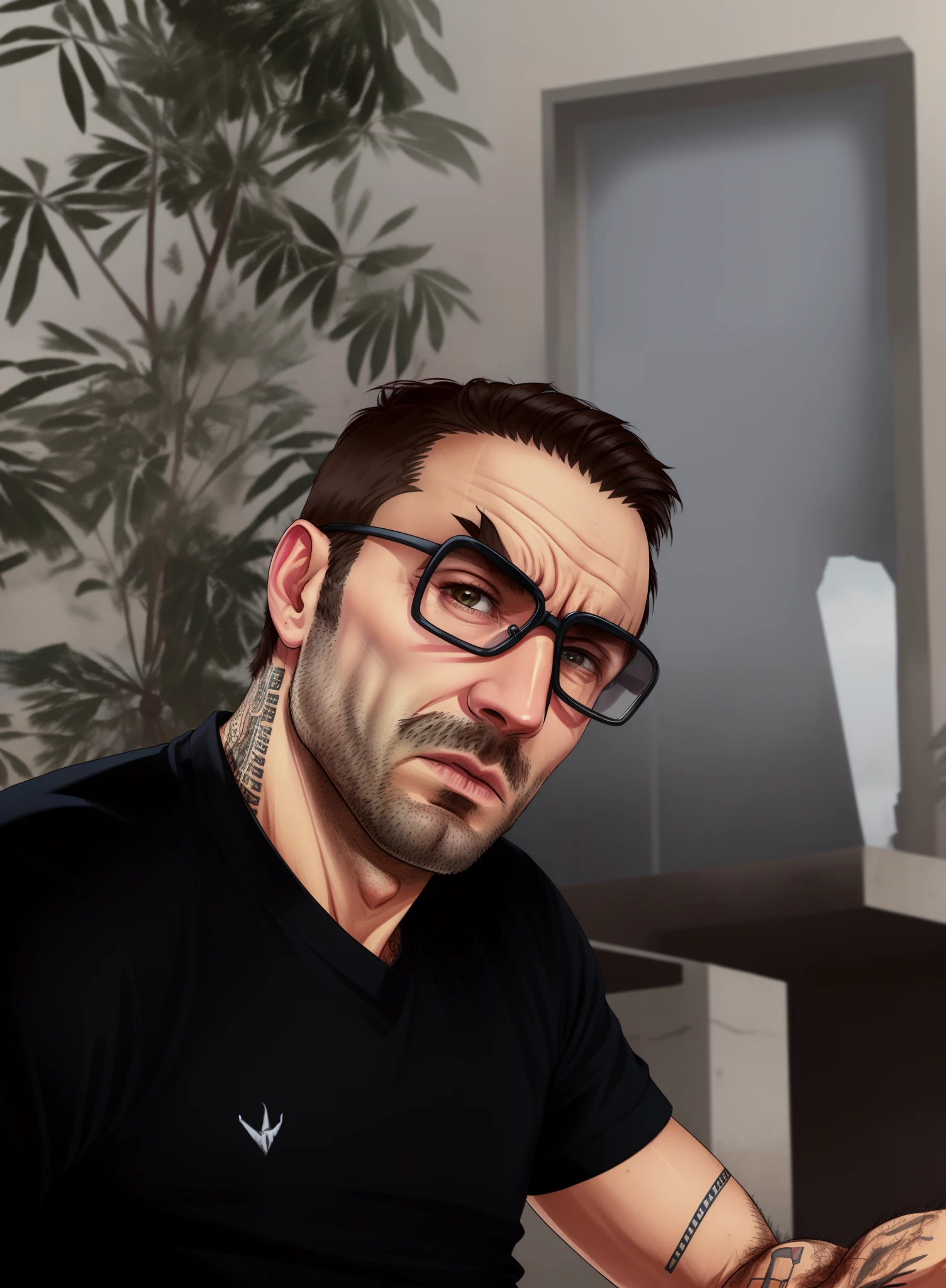 um retrato estilo gtav, leaving facial features younger, fundo praiana,