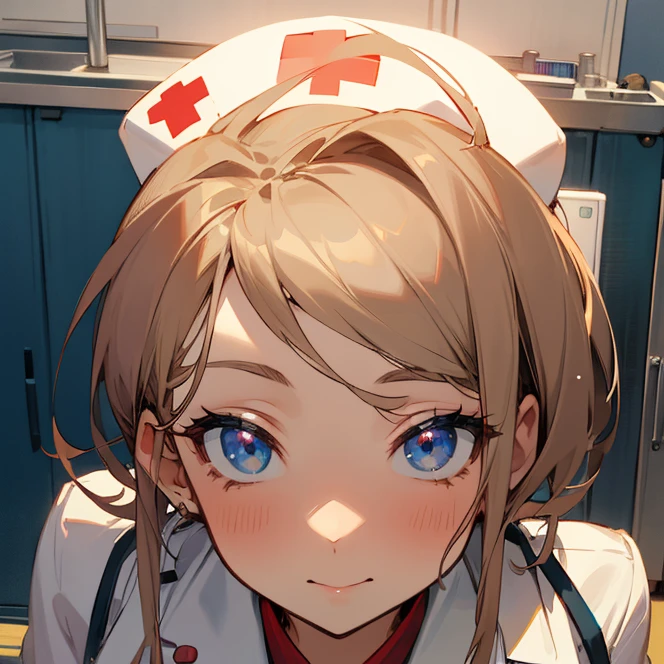 detailed anime style,nurse looking to the viewer,brunette