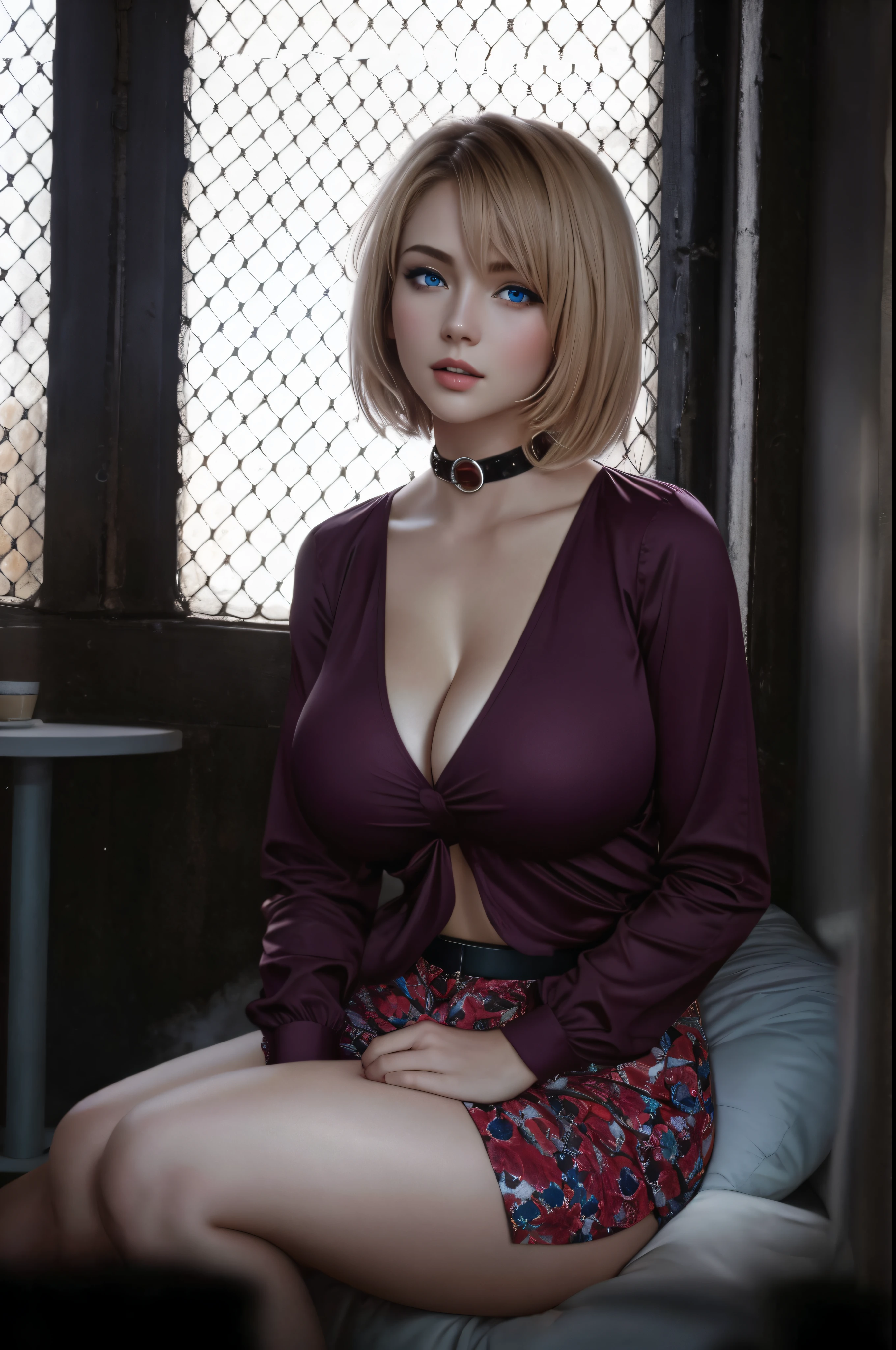 Short Hair Hair, large boobs , Blue Eyes , huge thighs , secret , high-res