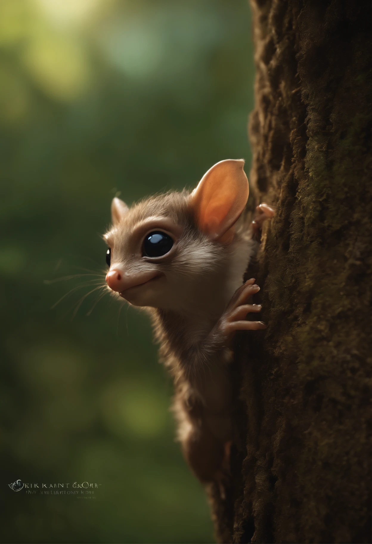 真实感, Realism, Close up of cute tiny fireflies around a huge oak tree, Morning lighting, dew, illuminate the bush, a detailed painting, cgsociety, Detailed painting, artstation hd, high detail, cgsociety, photo realism, Concept art, artstation hd, official arts, bokeh ,Cute alien creatures,Tiny creatures, (CBZBB:1.25), ((gremlin),Zhkute, , Beautiful, Fantasy art, deviant art, trending artstation, Digital Art, Detailed, Realistic, humanoid, character, tiny, Cinematic shot, cinematic portrait of a mole gremlin, cute character, looks like a gremlin, large ears, elongated nose, five toes on paws, a huge acorn in its paws, 真实感, Realism, tmasterpiece, Brad Jongsan walks in the jungle (Night of the Fireflies), (higly detailed: 1 1), rough face, natural skin, hiquality, NSFW, pretty eyes, (Detailed face and eyes), (s face: 1 2), tumult, Complementary, real-photo, .....PSD, Lightweight Film Photography, sharp-focus, contrast lighting, Detail Skin, high resolution 8k, Crazy detailing, Realistic, professional photo of a, 8K UHD, dslr, soft light, hiquality, film grains, Fujifilm XT3.