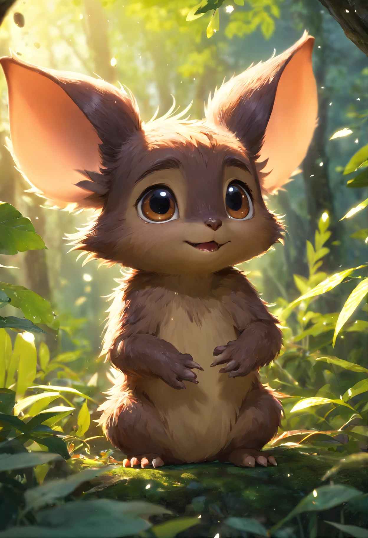 真实感, Realism, Close up of cute tiny fireflies around a huge oak tree, Morning lighting, dew, illuminate the bush, a detailed painting, cgsociety, Detailed painting, artstation hd, high detail, cgsociety, photo realism, Concept art, artstation hd, official arts, bokeh ,Cute alien creatures,Tiny creatures, (CBZBB:1.25), ((gremlin),Zhkute, Small, baby, Beautiful, Fantasy art, deviant art, trending artstation, Digital Art, Detailed, Realistic, humanoid, character, tiny, Cinematic shot, cinematic portrait of a mole gremlin, cute character, looks like a gremlin, large ears, elongated nose, five toes on paws, a huge acorn in its paws, 真实感, Realism, tmasterpiece, Brad Jongsan walks in the jungle (Night of the Fireflies), (higly detailed: 1 1), rough face, natural skin, hiquality, NSFW, pretty eyes, (Detailed face and eyes), (s face: 1 2), tumult, Complementary, real-photo, .....PSD, Lightweight Film Photography, sharp-focus, contrast lighting, Detail Skin, high resolution 8k, Crazy detailing, Realistic, professional photo of a, 8K UHD, dslr, soft light, hiquality, film grains, Fujifilm XT3.