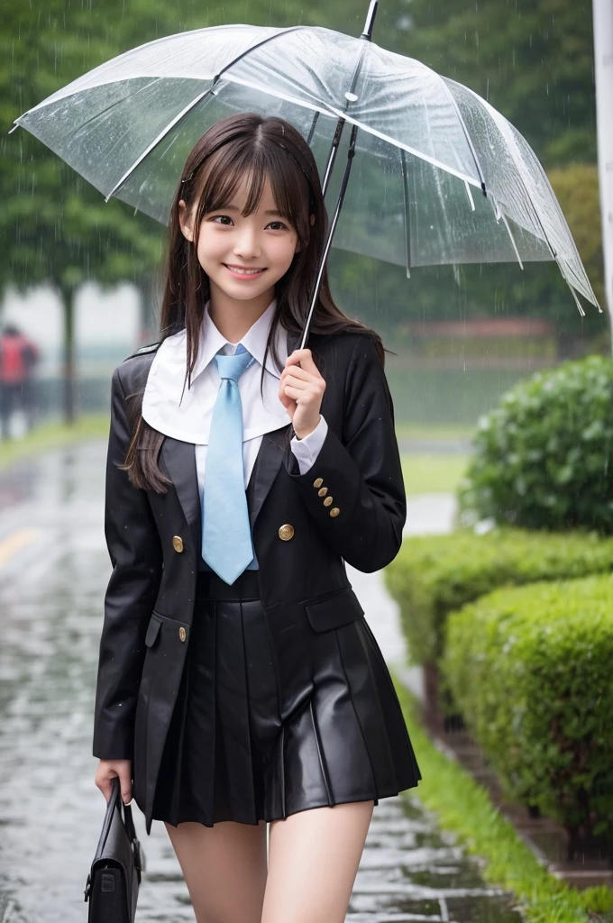 "Busy days々Inside、She is a high school girl and is on her way home from school.、be caught in a sudden rain。Brown hair wet with raindrops、her uniform、And my black tights got soaked with water.。Even though she's wet in the rain、Walking in the rain with a cheerful smile。Passers-by々ha、I was drawn to her beautiful posture and positive energy.、There is an atmosphere around her that shines even in the rain.。A surprising side of her、Adds drama to everyday life。"