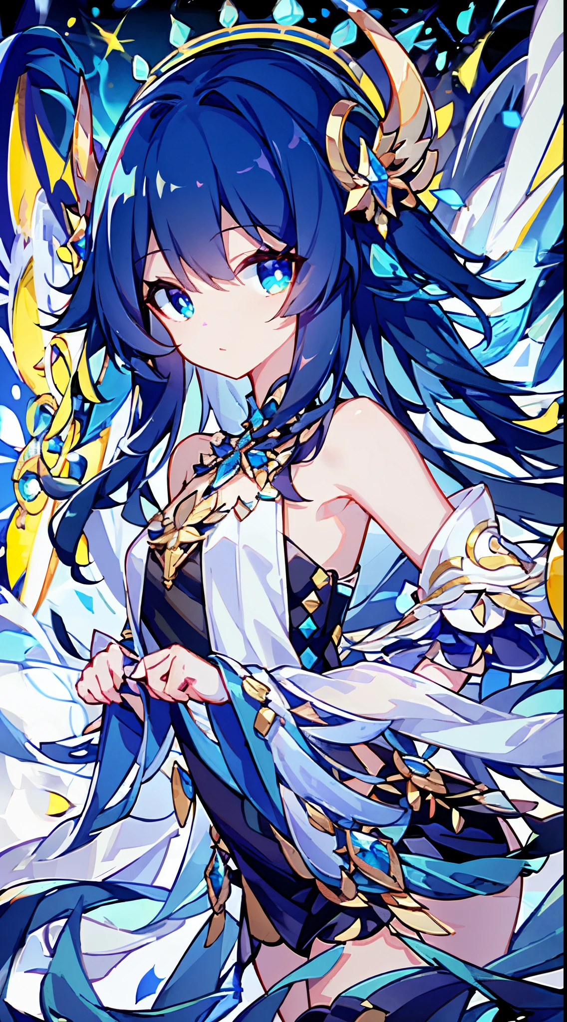 (best quality,8k,highres:1.2), vibrant colored hair flowing in the wind, mesmerizing rainbow-colored eyes like a kaleidoscope, cute and innocent face with rosy cheeks, ethereal presence of an angel, a moonlit night casting a soft glow, divine figures and mythical beings, a mini skirt fluttering in the breeze, a shoulder-baring top, elegant uniforms, dramatic long ox-tail hair, delicate and refined curves, ultra-detailed and lifelike representation, the highest level of craftsmanship, breathtaking details at an 8K resolution, vivid colors that pop out, the perfect combination of realism and fantasy, a mesmerizing masterpiece capturing every intricate detail.