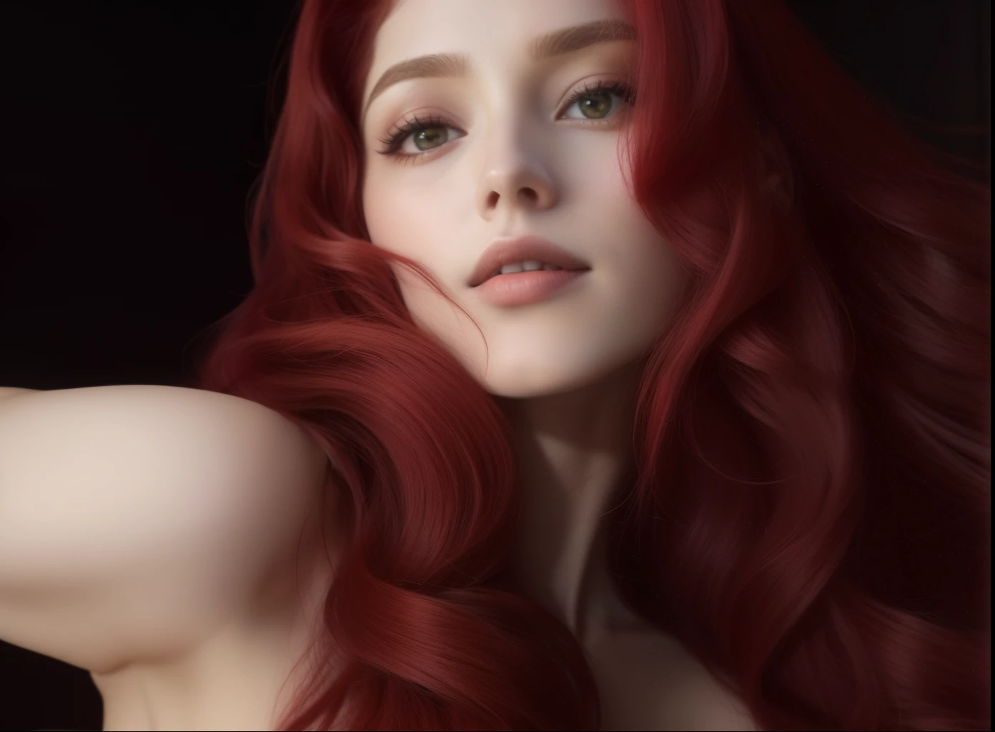 mulher arafada com cabelo ruivo e fundo preto, Deusa dos cabelos ruivos, com cabelos ruivos, ela tem cabelos ruivos, red head, with pale skin, ela ruiva, red hair, Redhead Girl, com longos cabelos ruivos, pale fair skin!!, Amouranth, cabelos longos vermelhos, com cabelos ruivos cacheados, very very very pale white skin, pele vermelha lisa