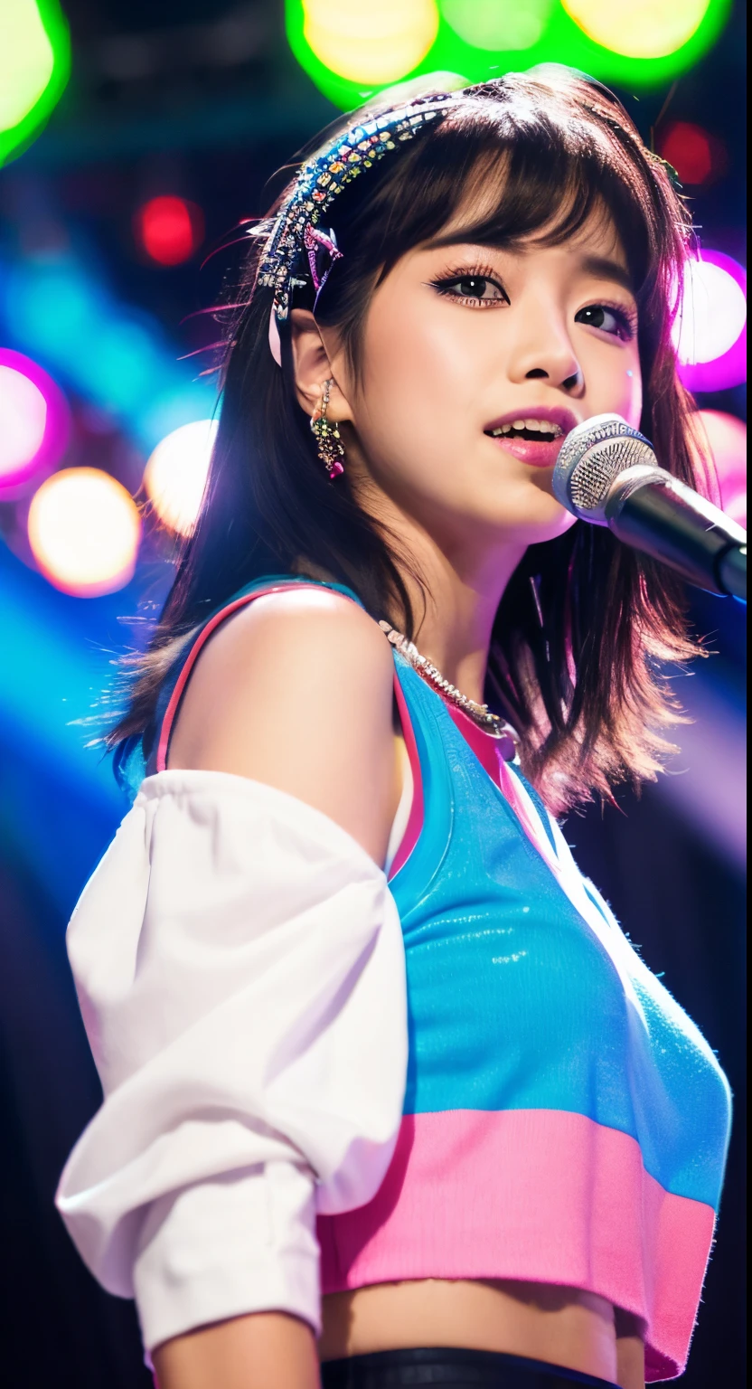 80's idol stage、bokeh dof、top-quality