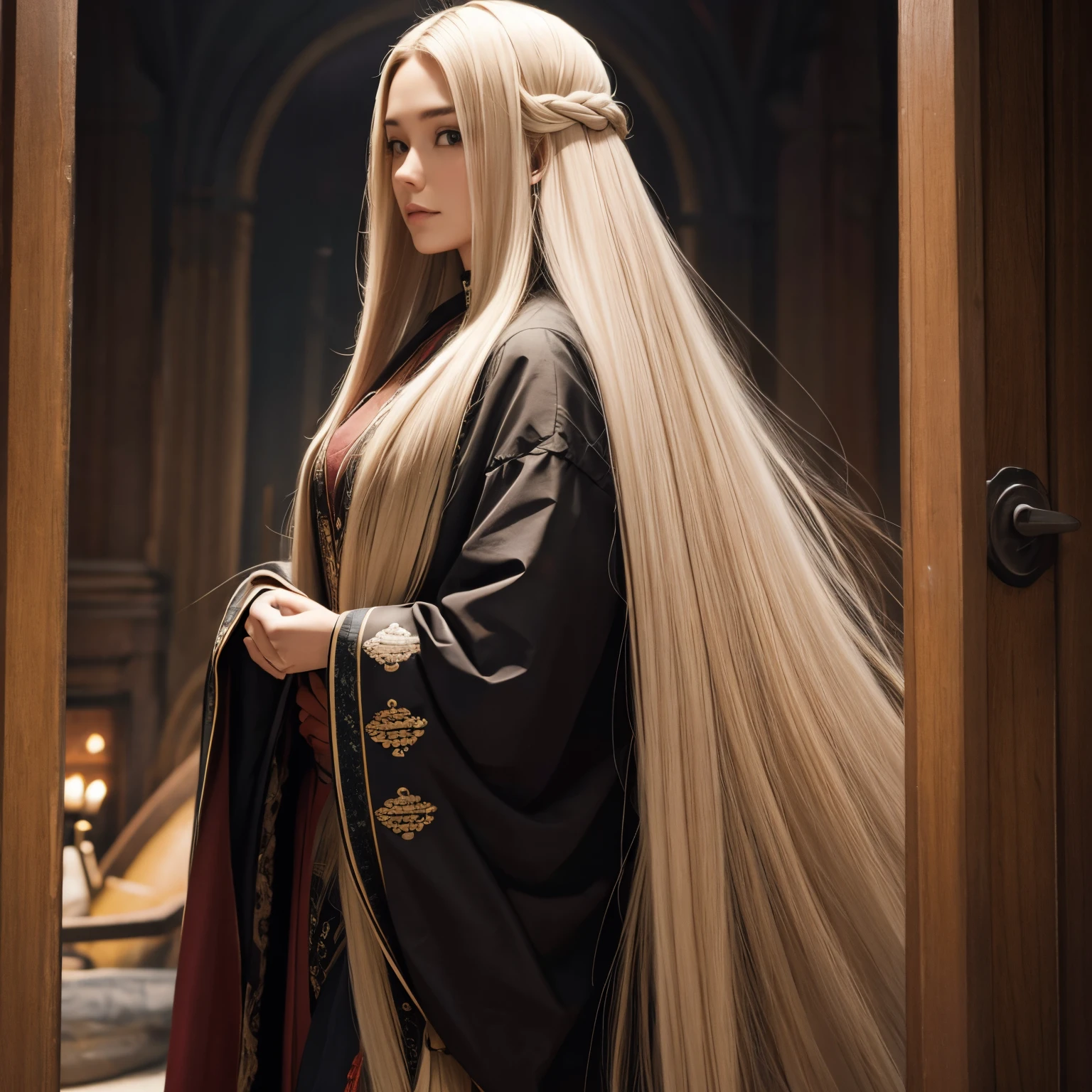 A woman with very long hair