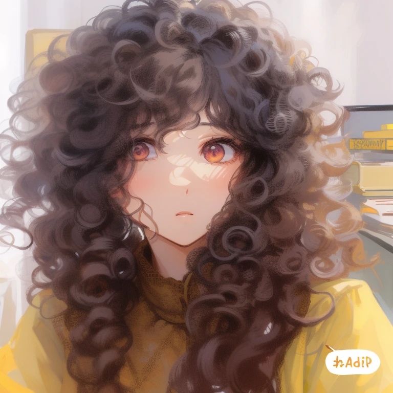 there a long hair、Woman in a shirt, Curly bangs, Messy curls, curly hair theme, Messy long curly hair, curlies, Large hair, with long coiled hair, curlies, curled, perm, frizzy hair, with long coiled hair, su fu, Curly bangs and ponytail, wavy hair loose, 30-year-old woman