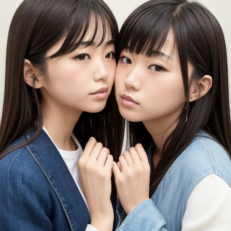 Twin Asian women with long black hair and white shirts, doppelganger, Photographed with Canon 5D MK4, Photographed with nikon d 7 5 0, Shot with Nikon D750, Canon EOS 5 d Mark IVで撮影, Shot with Canon EOA 6D Mark II, Close-up portrait shot of Ame Iwakura, Photographed with Nikon Z9