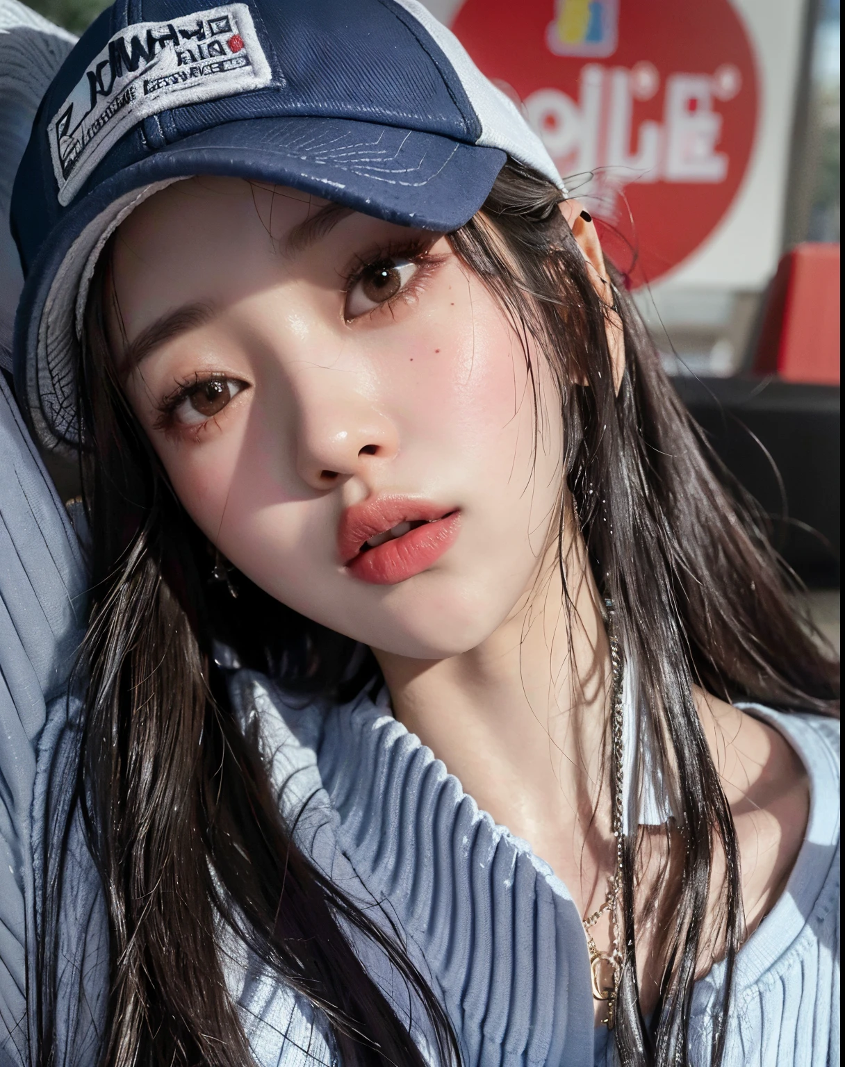 Arafed woman wearing a baseball cap and a blue shirt., Blackpink Jennie, Parque Roseanne de Blackpink, Lulu Chen, Jossi de Blackpink, Jinyoung Shin, con una gargantilla y un lindo sombrero, Kimi Takemura, Retrato de Jossi de Blackpink, Krystal, Heonhwa Choe, Gemma Chen, ella usa ropa de calle, Retrato Sophie Mudd