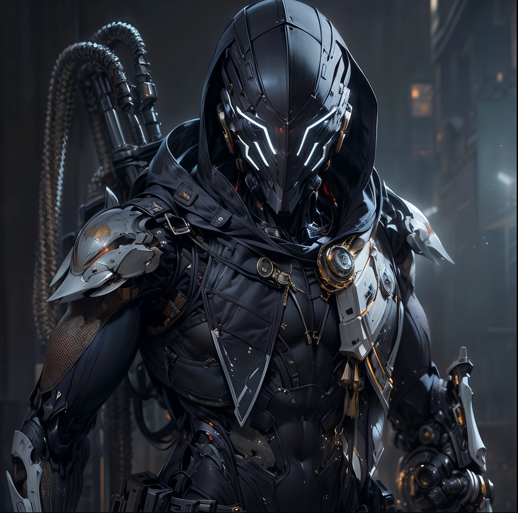 (((An epic and visually stunning digital anime masterpiece featuring a sylphlike masculine ((male:1.5)) decorated military soldier clad in a sleek yet tactical armored yet decorated leather military trench coat:1.2))), (((flat masculine male chest:1.5, mechanical mecha knight head with a narrow visor:1.5))), (((the character adorned in a (scifi tactical armored open front trench coat with a built in exoskeleton, hood pulled up) (over a form fitted armor plated yet super sleek and revealing under suit with waist cut outs), the armor plating on the upper arms and shoulders beautifully engraved))):1.4. The image showcases the intricacies of the character’s armor and clothing:1.5, ((capturing their flamboyant essence and heavy mecha aesthetic:1.2)). The character also possesses an androgynous charm, (((with slim yet heavily muscled physique:1.2, sylphlike with a sleek waist, toned yet beautifully sleek cybernetic arms:1.3, mechanical arms and legs:1.3, mecha muscles:1.3))), looking at viewer, (((brass metal armor and brown leather, dieselpunk:1.3)))