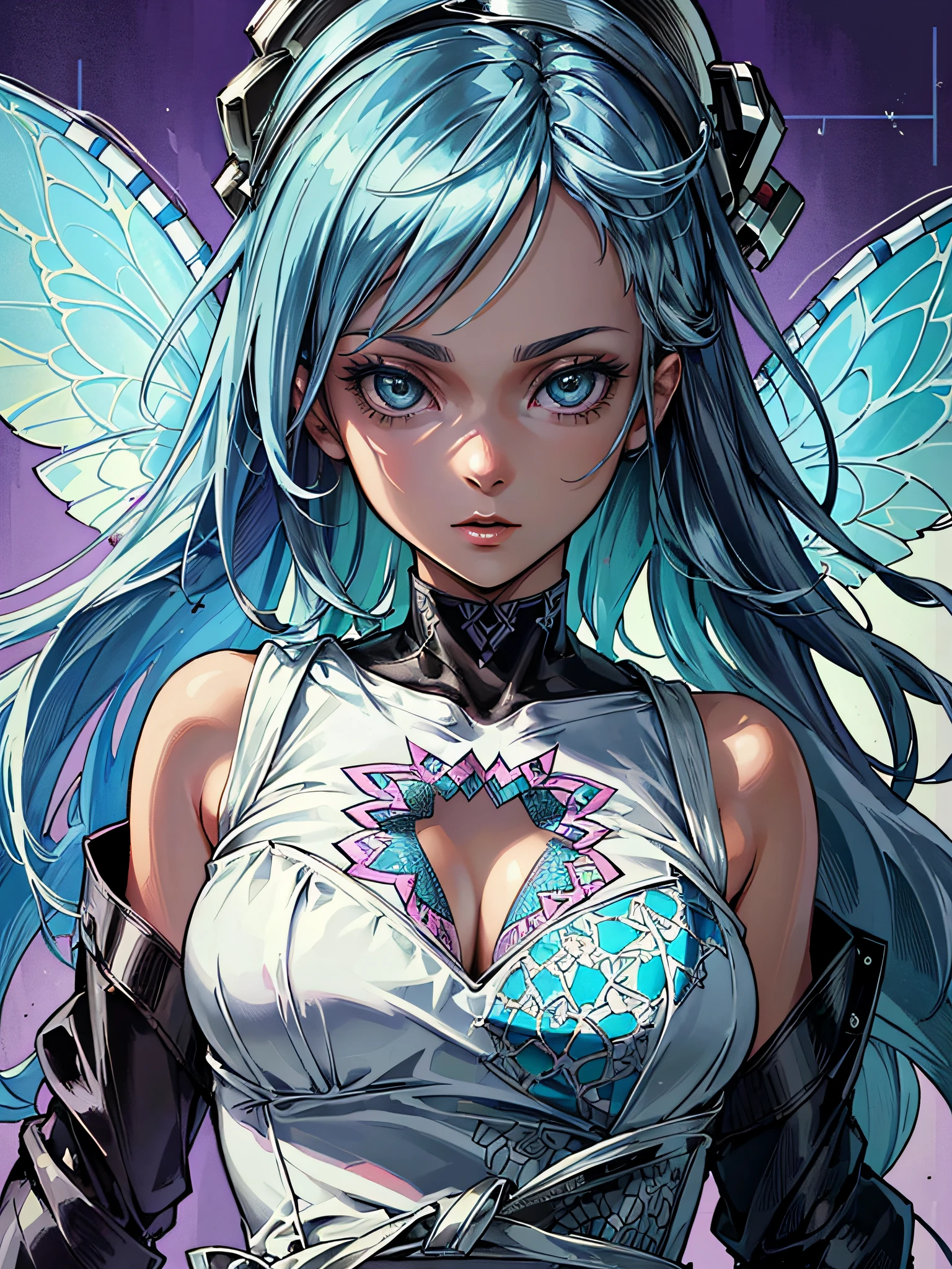(((GTA style:1.3))), (Illustration of a wild girl with intricate details:1.3), (((GTA style rosy skin:1.2))), A shining wind blows through with flowers, Beautiful eyes with fine gradation, Symmetrical eyes, eyes with big highlights, Heterochromia, bright black eyes and light blue eyes, A delicate and delicate cap that pulsates with the flowers., A steampunk dress with a delicate glow, diffuse reflection, Scattering glitch pixels, Glass cracking, (Detailed super illustration:1.3), (((best cool aesthetics:1.3))), super detailed, nffsw, Sharp Focus, with an intricate, Mirror Light, With super illustration technology、Every detail  expressed in rich colors.。, Vivid colors, and intricate details, Rendered in a mesmerizing double exposure style, The perfect blend of photorealism and ultrarealism. Highly realistic, Beautiful highest quality ever, Unparalleled sharpness and clarity, (((Radiosity rendered in stunning 32K resolution:1.3))), All captured with sharp focus, Highest Quality, very fine quality, (((The essence of ultra-realistic photo details:1.3))),