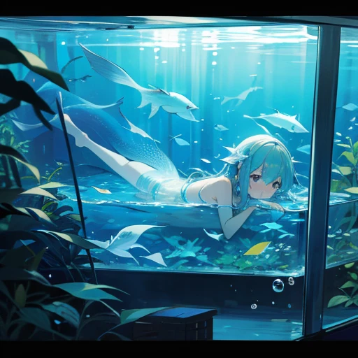 A siren being kept in an aquarium tank for studying