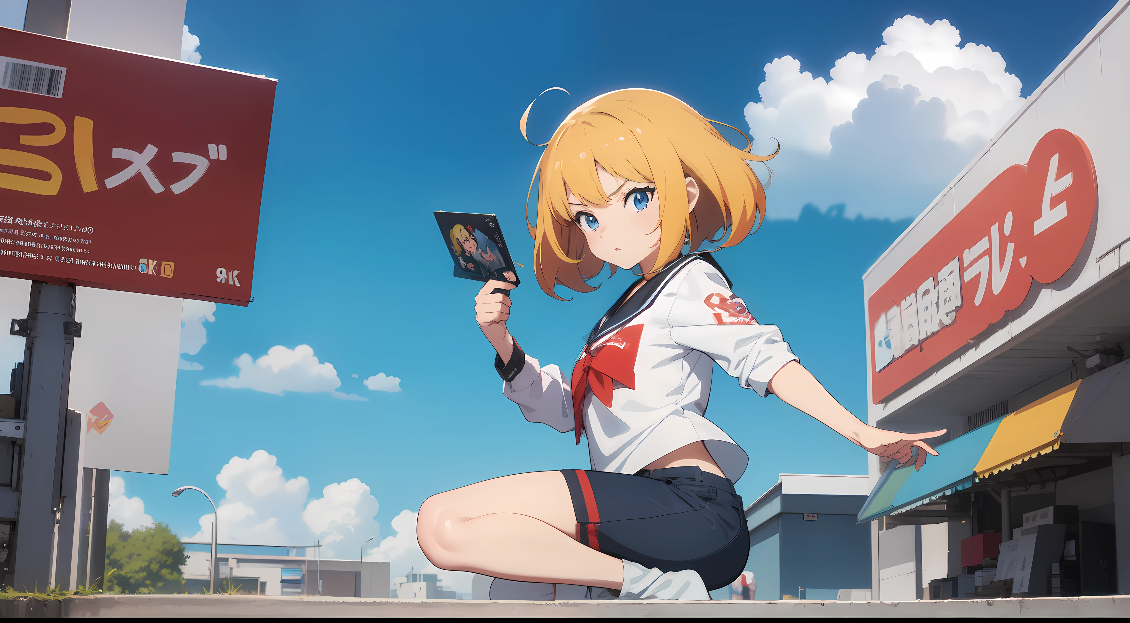 Menina anime com cabelo azul e colete vermelho com olhos azuis, estilo anime 4K, Anime Art Wallpaper 8K, arte de anime digital detalhada, badass anime 8 k, arte de anime digital, Anime Art Wallpaper 4K, Anime Art Wallpaper 4K, arte digital estilo anime, estilo anime. 8k, Papel de parede anime 4k, Anime Wallpaper 4k, 4k anime wallpapers