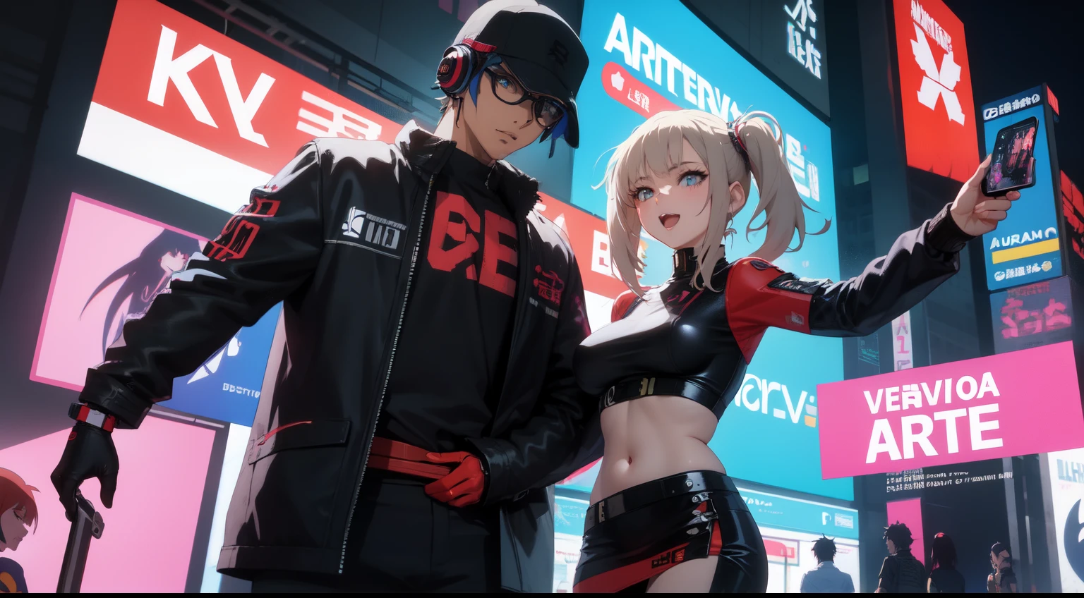 uma mulher com olhos brancos e blusa preta, Garota de Anime Cyberpunk com fone de ouvido gamer, Anime girl dancing excitedly, arte cyberpunk anime, arte digital do Anime 2D Cyberpunk, Aura verde, cyberpunk digital - arte de anime, anime demon, Anime Cyberpunk, Melhor Anime 4K Konachan Wallpaper, arte de Anime Cyberpunk