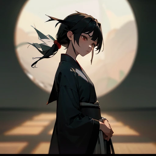 (Fidelity: 1.4), ((Black Hanfu)), Big Sleeves, Small Rings, Kan Tashi, Mole Under Eyes, Denim Lens, Bokeh, Perspective Shortening, Negative Space, Chiaroscuro, Depth of Field, Ray Tracing, Masterpiece, Anatomically Correct, Textured Skin, Best Quality, 8K, Ultra HD, Ccurate