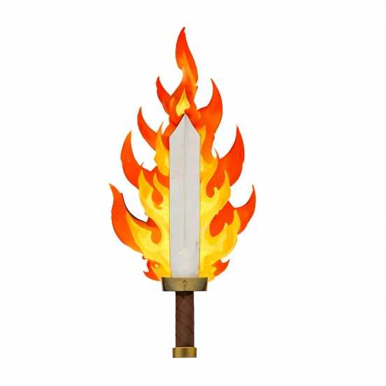 there a fire with a sword and a white background, espada chamajante, segurando uma espada chamajante, flame conjuring armored, tochas chamajantes e forcados, tocha, empunhando uma espada chamajante, a tocha que todos devemos segurar, katana chamajante, Corpo de Bombeiros, chama, flame conjuring, torch lighting, completamente composto por fogo, Chama e fogo