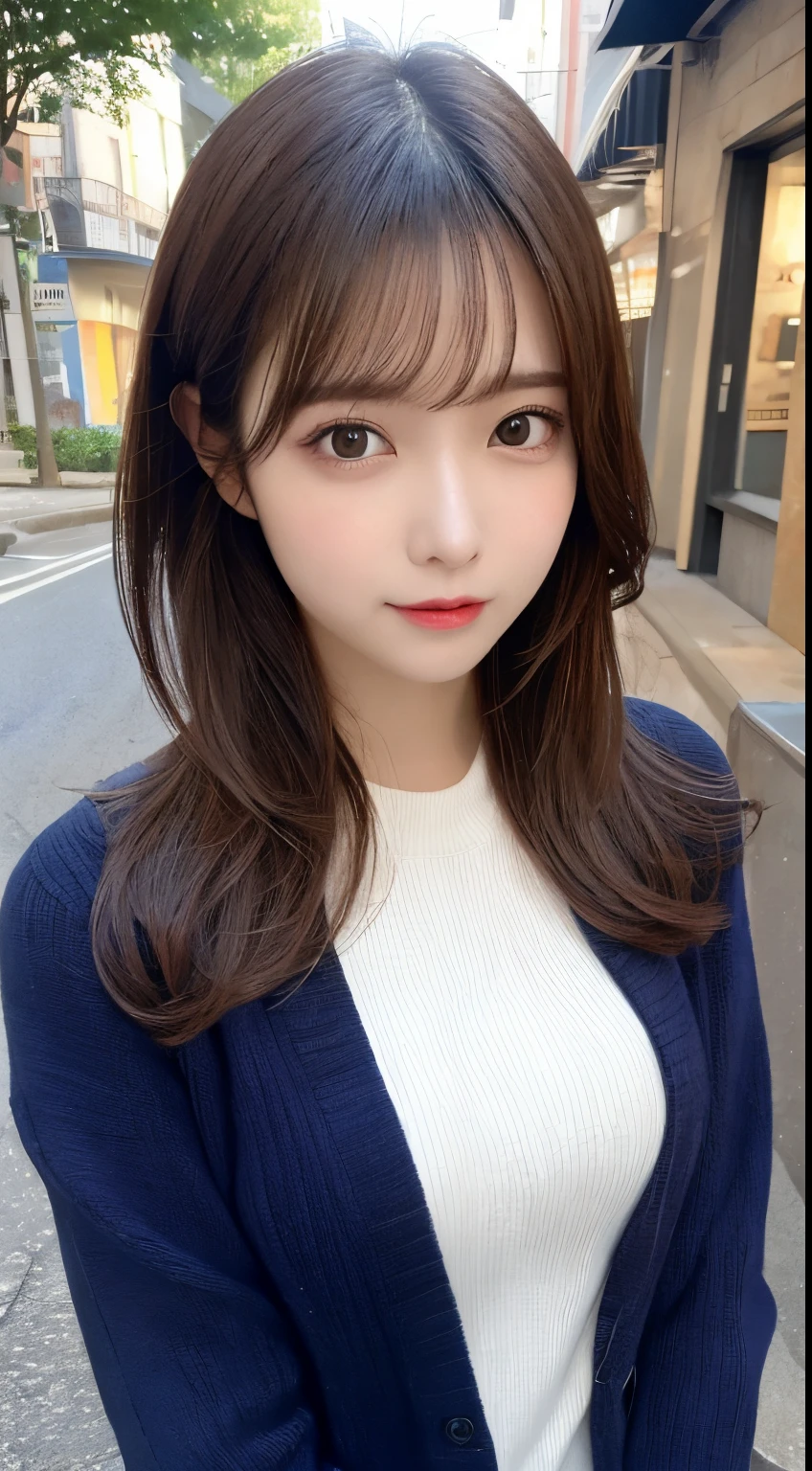 masutepiece, Best Quality, Illustration, Ultra-detailed, finely detail, hight resolution, 8K Wallpaper, Perfect dynamic composition, Beautiful detailed eyes, turtle knit winter clothes,Medium Hair,small tits,Natural Color Lip, entranceway、20 years girl、Cute、Show the camera your sexy look,Face that feels ecstasy,blur backgroun,KPOP Idol Face,Cute,Shot from slightly above,Kamimei