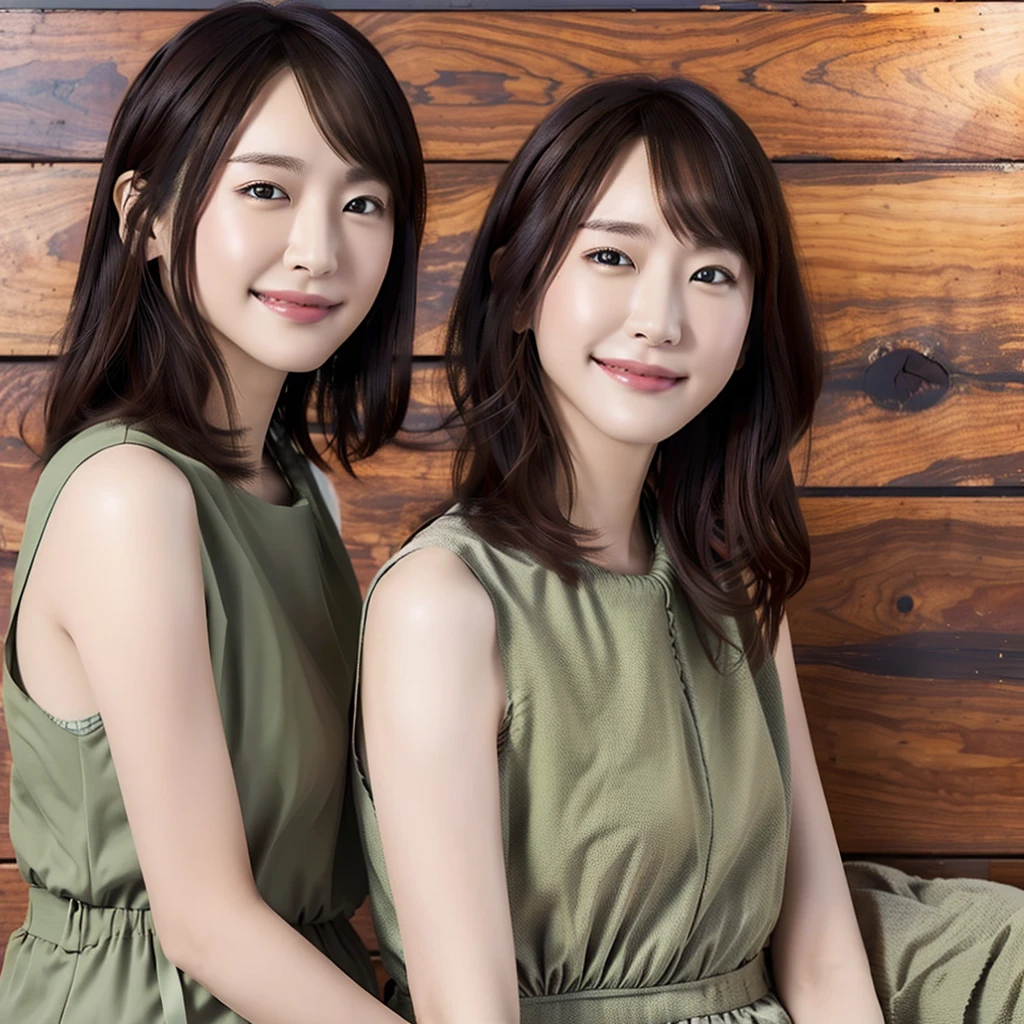 (8K、Raw photography、top-quality、​masterpiece:1.2)、(realisitic、Photorealsitic:1.37)、ultra-detailliert、超A high resolution、Identical twin sisters hugging each other、Same height、see the beholder、beautifull detailed face、undergarment、A smile、Constriction、(Slim waist) :1.3)、tank top beautiful delicate skin、Skin Texture、floated hair、profetional lighting、