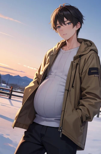 structurally correct、(layered clothes:1.4)、creation、dust particles、smooth anime cg art、(Winter clothes,winter cold wind)、Confused expression of sexual excitement、tears、(Very tall and cool male college students)、Very tall, cool college boys get pregnant with their own sperm。 A boy who happened to visit an all-male countryside where men were impregnated.、We learn that all men are pregnant.。 And the boy was impregnated without any warning.。
