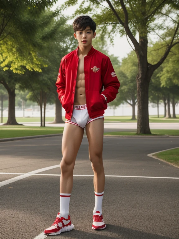teenagers , young , light-skin , wearing an dark red sexy underwear, tmasterpiece,k hd,the feet,Transparent sports vest,semi transparent,black long socks,The barefoot , red colour , handsome and cute , extreme cute boy , white skin , dark red underwear boxers shorts , extremely tall and cute boy ,oppa model , handsome model , full body , dark red boxers underwears short shorts , black socks , white light-skin , Chinese model , young boy , white skin , handsome and extremely cute , red boxers underwear shorts , long black socks , handsome model , at the park , jogging , model oppa , long legs , jogging , running , high knee black socks ,black long socks , stand up , extremely tall , extremely high , red underwears , red sports underwear , long black socks , clean and white legs , Chinese model , extremely long legs , looking at the camera , clean and white thigh , heavy bulge , kid face , baby face , wearing jacket , red underwears boxers , light and white skin , Chinese model , strike a pose , sexy pose , flexing pose