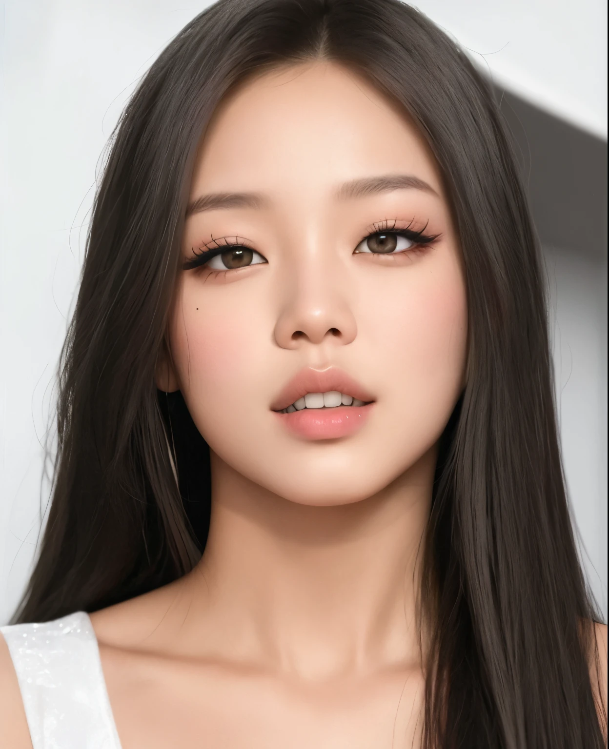 uma mulher com cabelos longos e um top branco posando para uma foto, jennie blackpink, jossi do blackpink, linda mulher coreana jovem, Mulher sul-coreana bonita, Heonhwa Choe, Hwang SE - EM, Parque Roseanne do Blackpink, Lee Ji-eun, Lee Ji - Eun, mulher coreana jovem bonita, Retrato de Jossi de Blackpink, maquiagem sul-coreana popular