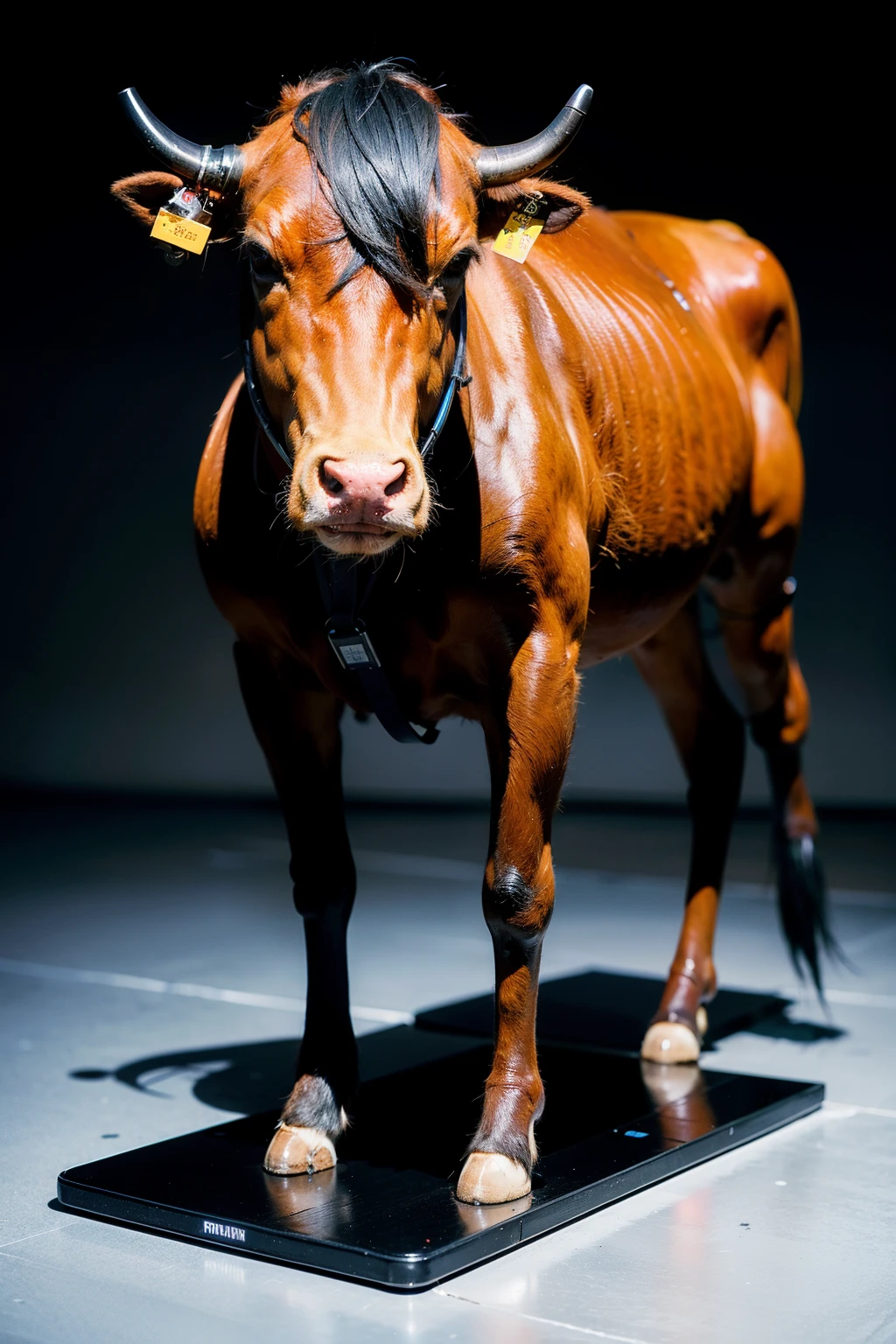 Red cow，sense of science and technology，AI robot style，Meaning stock Changhong