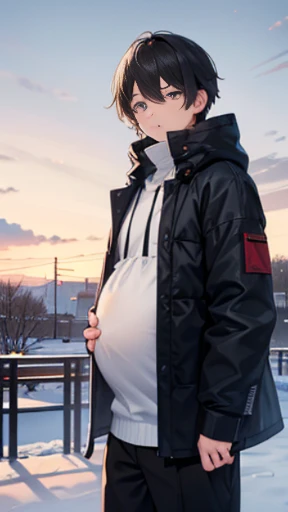structurally correct、detaileds、(layered clothes:1.4)、creation、dust particles、smooth anime cg art、(Winter clothes,winter cold wind)、(surprised and confused face)、tears、(Very tall and cool male college students)、Very tall, cool college boys get pregnant with their own sperm。 A boy who happened to visit an all-male winter countryside where men were impregnated.、We learn that all men are pregnant.。 And the boy was impregnated right then and there without any warning.。 Clothes that stretch、「What、Why、Me too、Clothes are tight」「older brother、Welcome to the town of male conception、My brother is also a townsman.」「What、What、What、」