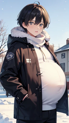 structurally correct、detaileds、(layered clothes:1.4)、creation、dust particles、smooth anime cg art、(Winter clothes,winter cold wind)、(surprised and confused face)、tears、(Very tall and cool male college students)、Very tall, cool college boys get pregnant with their own sperm。 A boy who happened to visit an all-male winter countryside where men were impregnated.、We learn that all men are pregnant.。 And the boy's conception began slowly on the spot without any warning.。 Clothes that stretch、「What、Why、Me too、Clothes are tight」「older brother、Welcome to the town of male conception、My brother is also a townsman.」「Haaaaa!?」